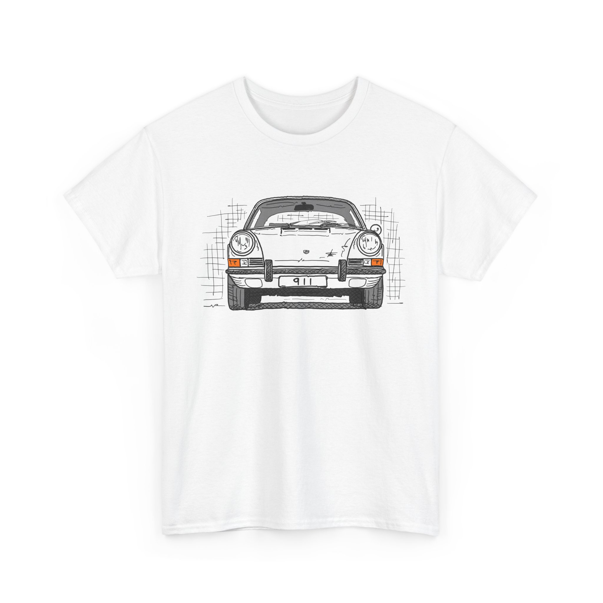 T-Shirt, Porsche 911, F-Modell, Ur-Elfer, Strichzeichnung, Weiß, personalisierbar – Bild 7