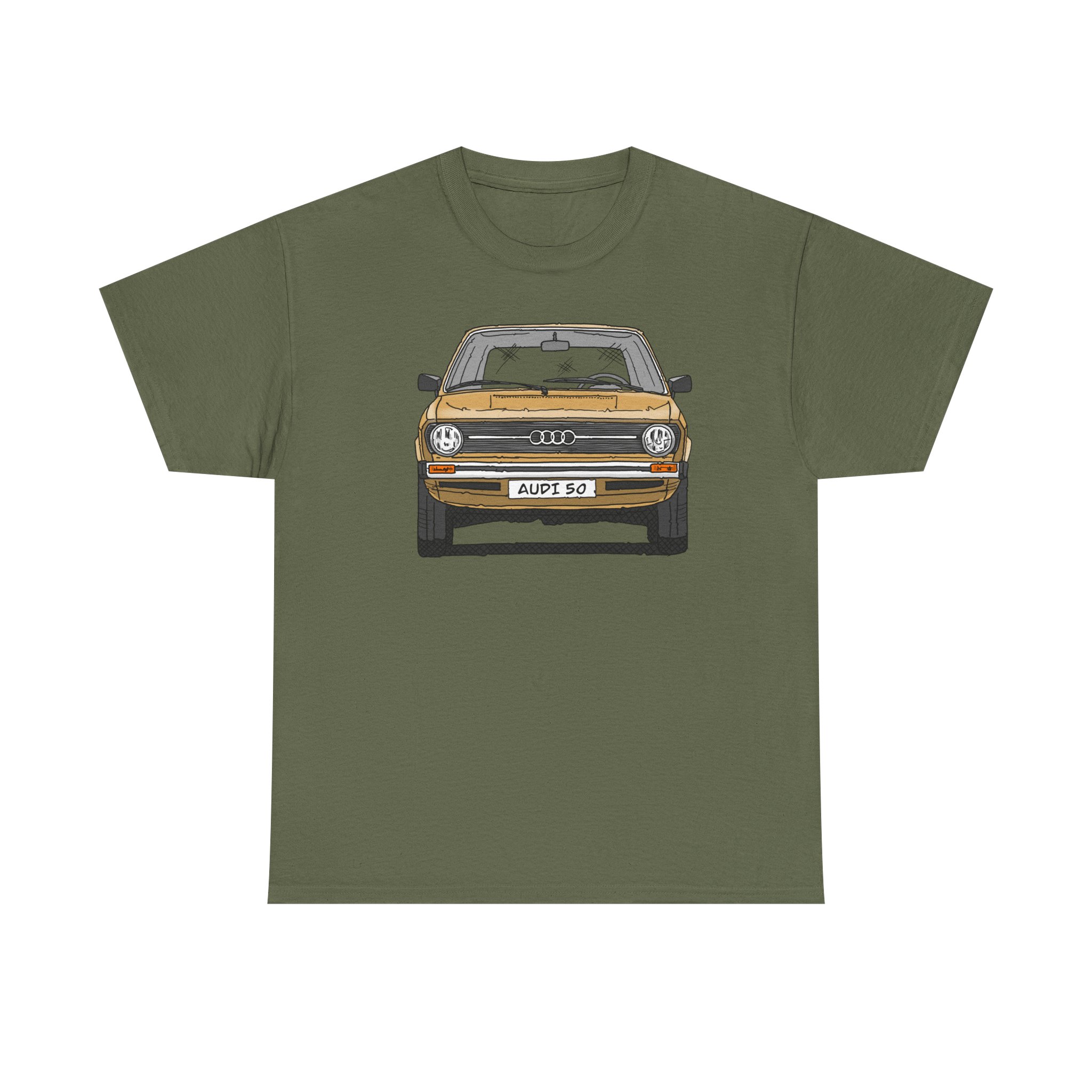 T-Shirt, Audi 50, Strichzeichnung, Hellas, 2 Außenspiegel, mit Kennzeichen personalisierbar – Bild 33