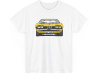 T-Shirt, Alfa Romeo Montreal, Strichzeichnung, Gelb, eigenes Kennzeichen möglich