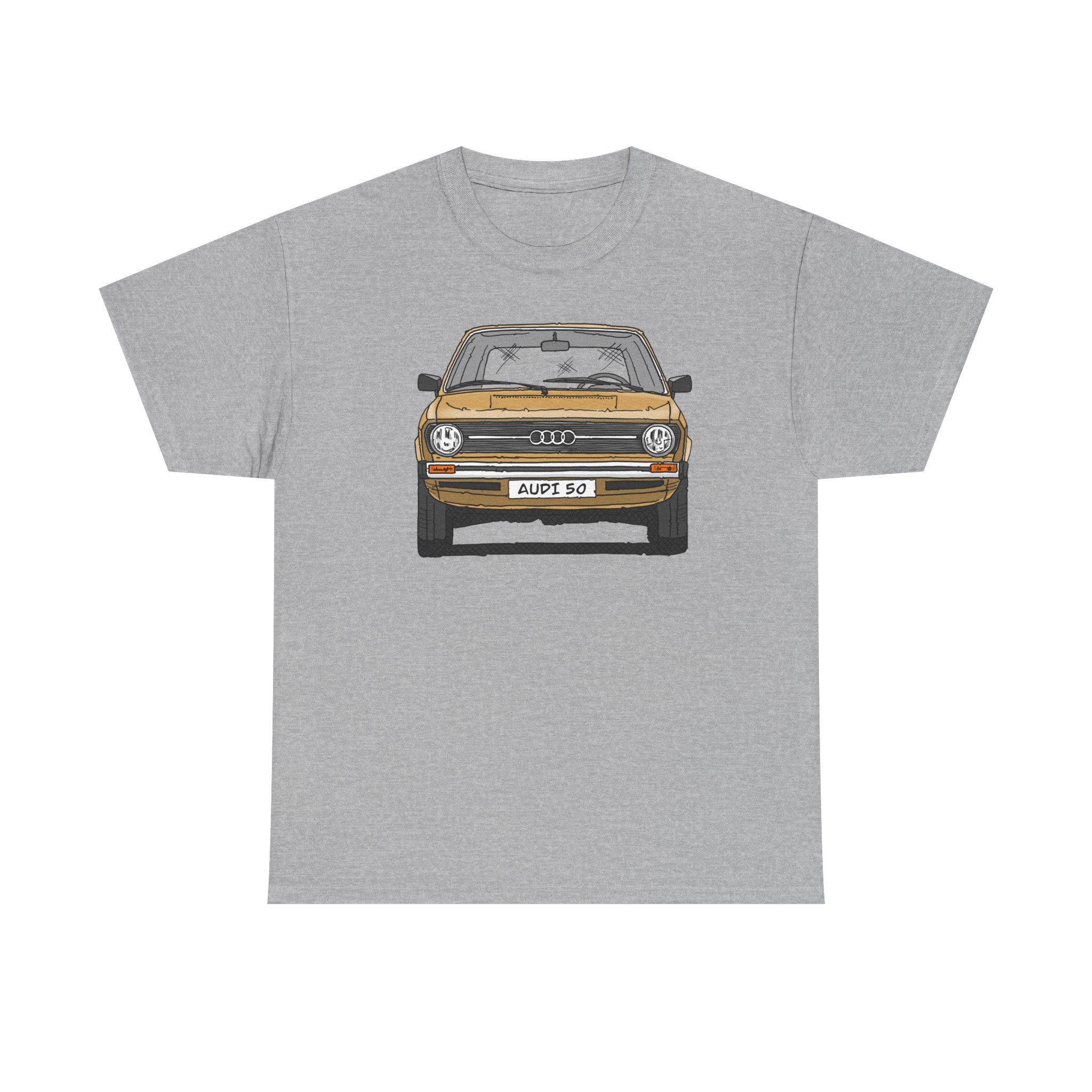 T-Shirt, Audi 50, Strichzeichnung, Hellas, 2 Außenspiegel, mit Kennzeichen personalisierbar – Bild 2