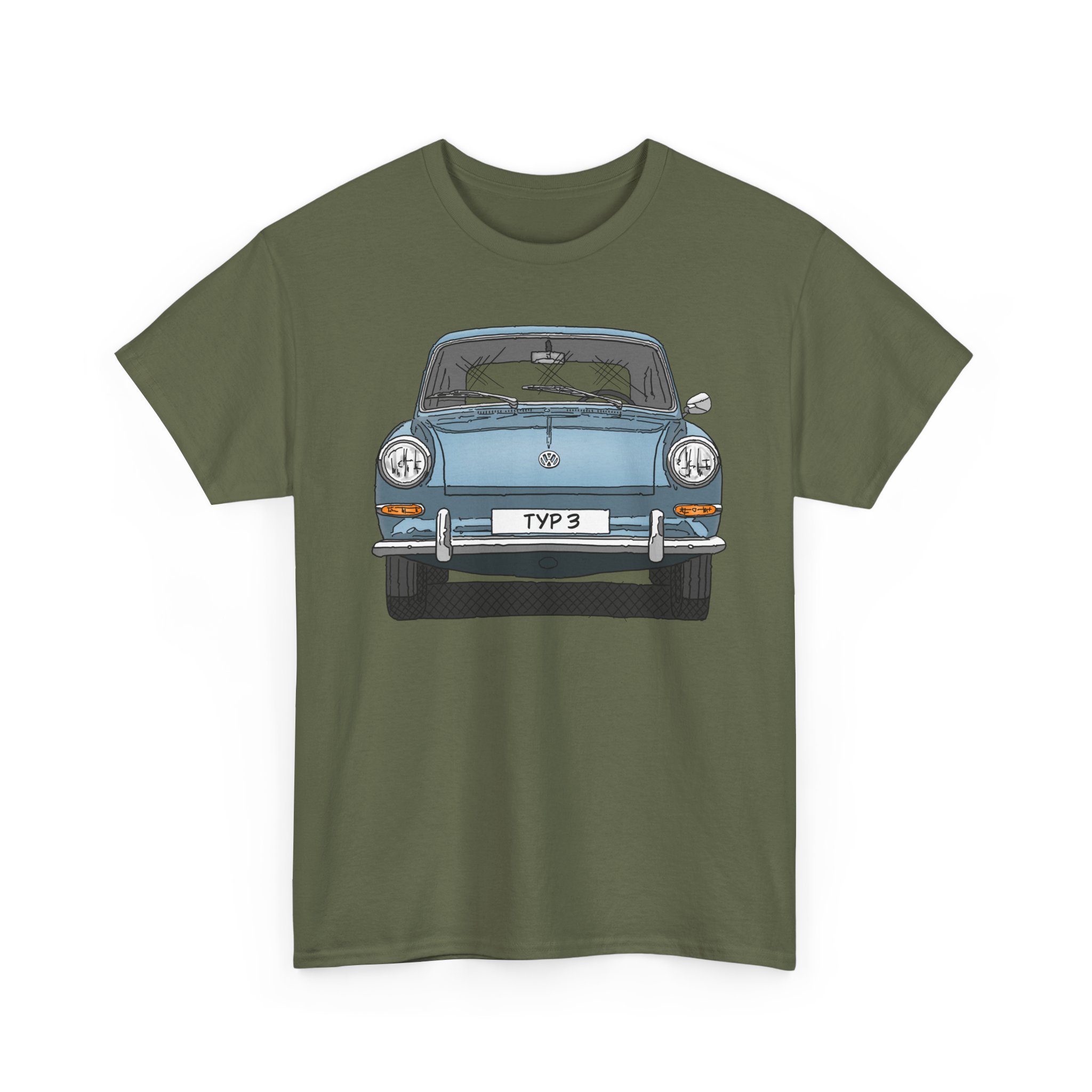 T-Shirt, VW Typ 3, 1500, 1600, Strichzeichnung, Hellblau, eigenes Kennzeichen möglich – Bild 2