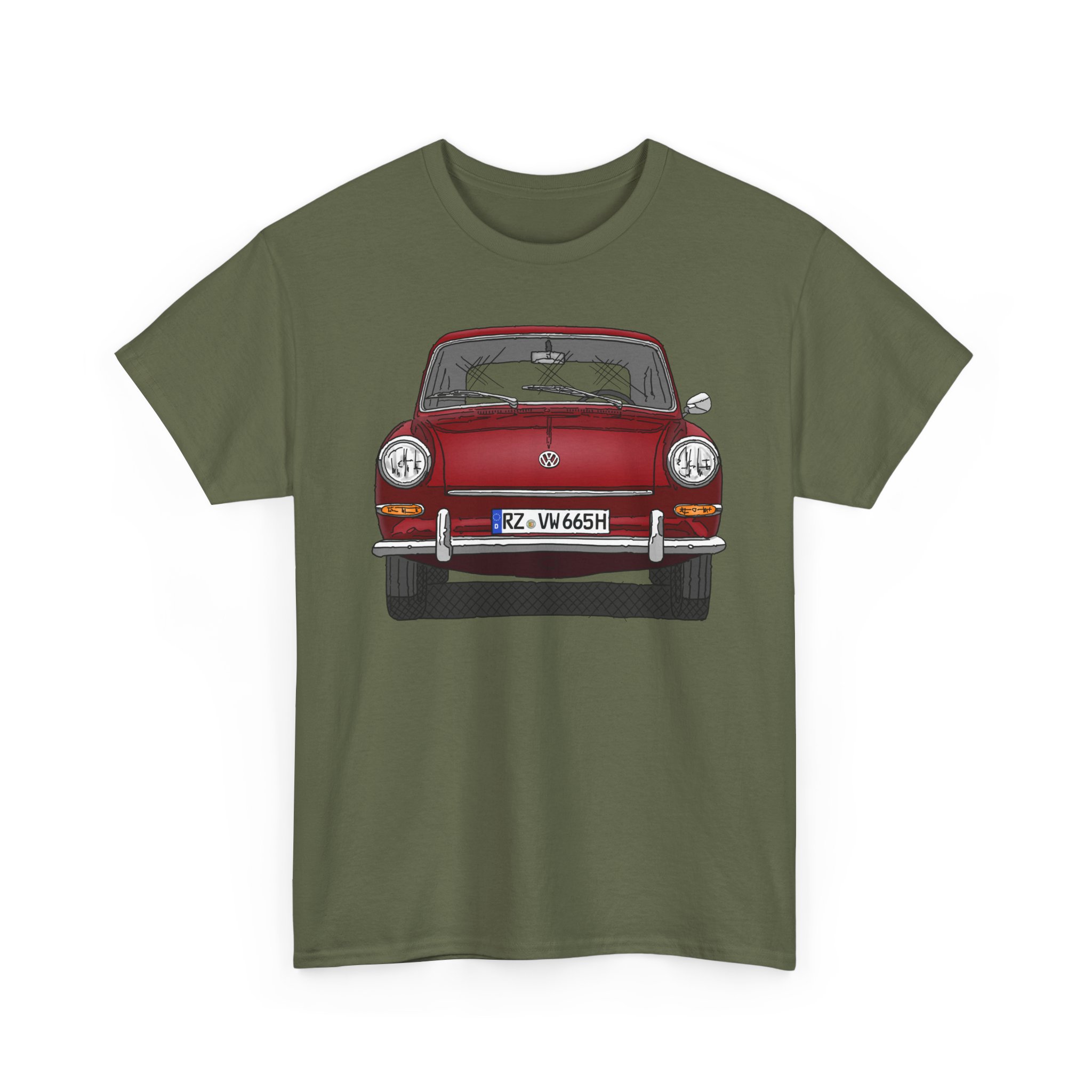 T-Shirt, VW Typ 3, 1500, 1600, Strichzeichnung, Rot, RZ VW 665H – Bild 3
