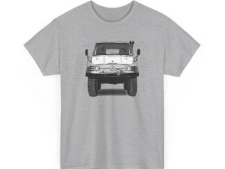 T-Shirt, Unimog, Strichzeichnung, Weiß, personalisierbar