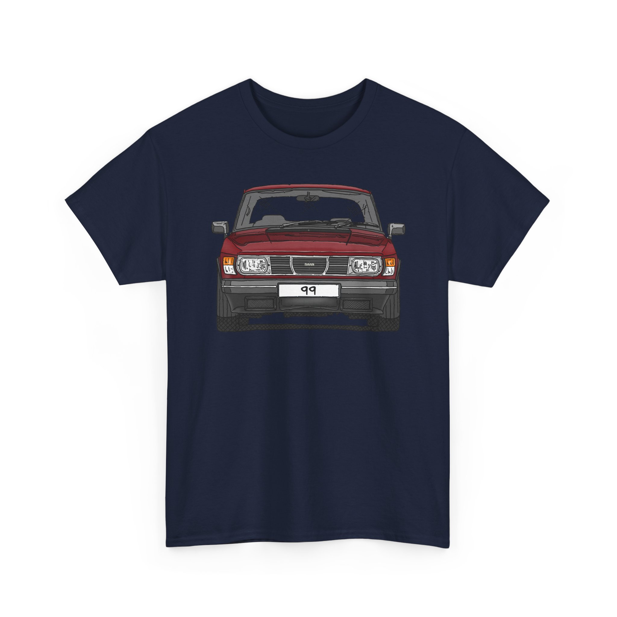 T-Shirt, Saab 99, Strichzeichnung, Rot, eigenes Kennzeichen möglich – Bild 9