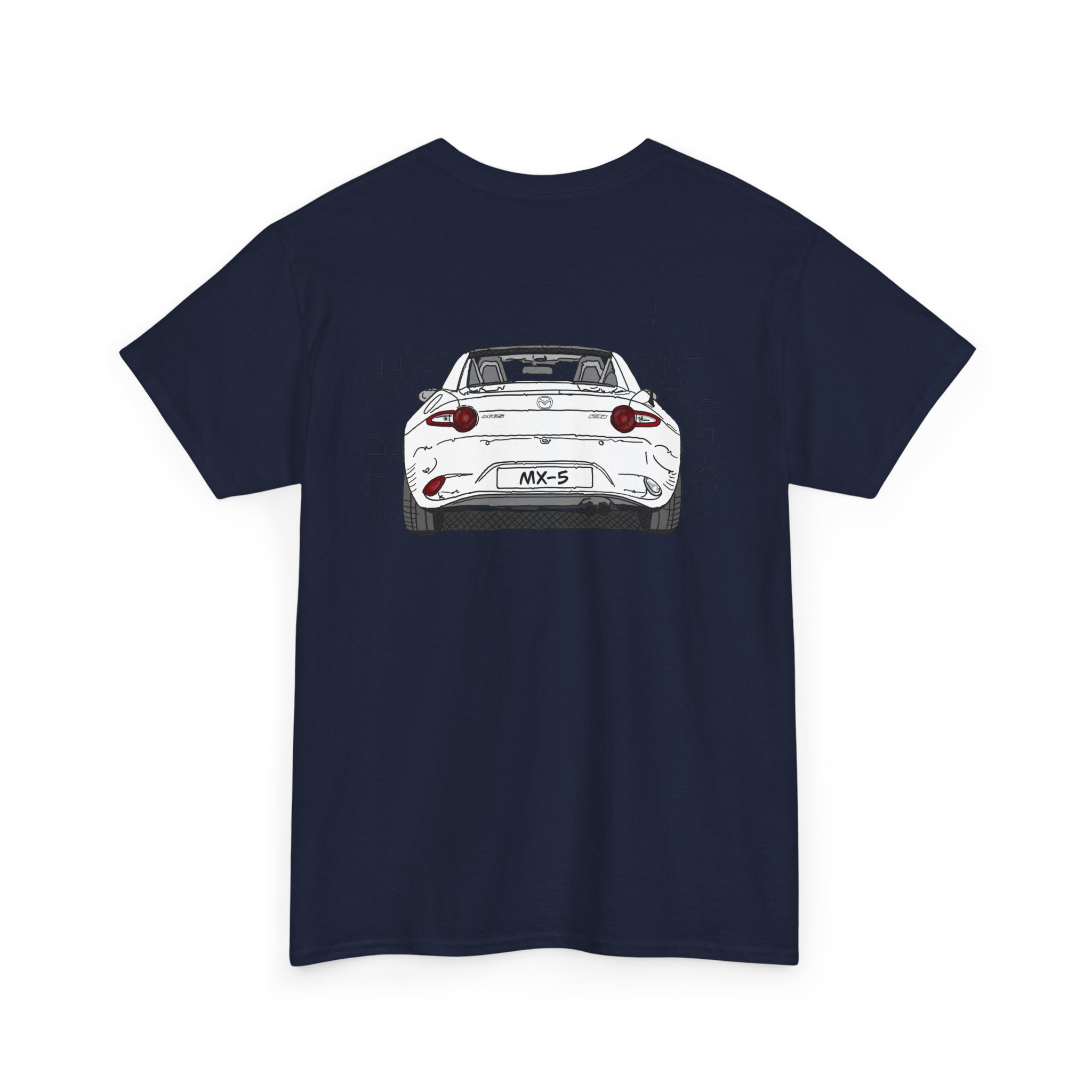 T-Shirt, Mazda MX-5 ND RF, Strichzeichnung, Weiß, beidseitig – Bild 24