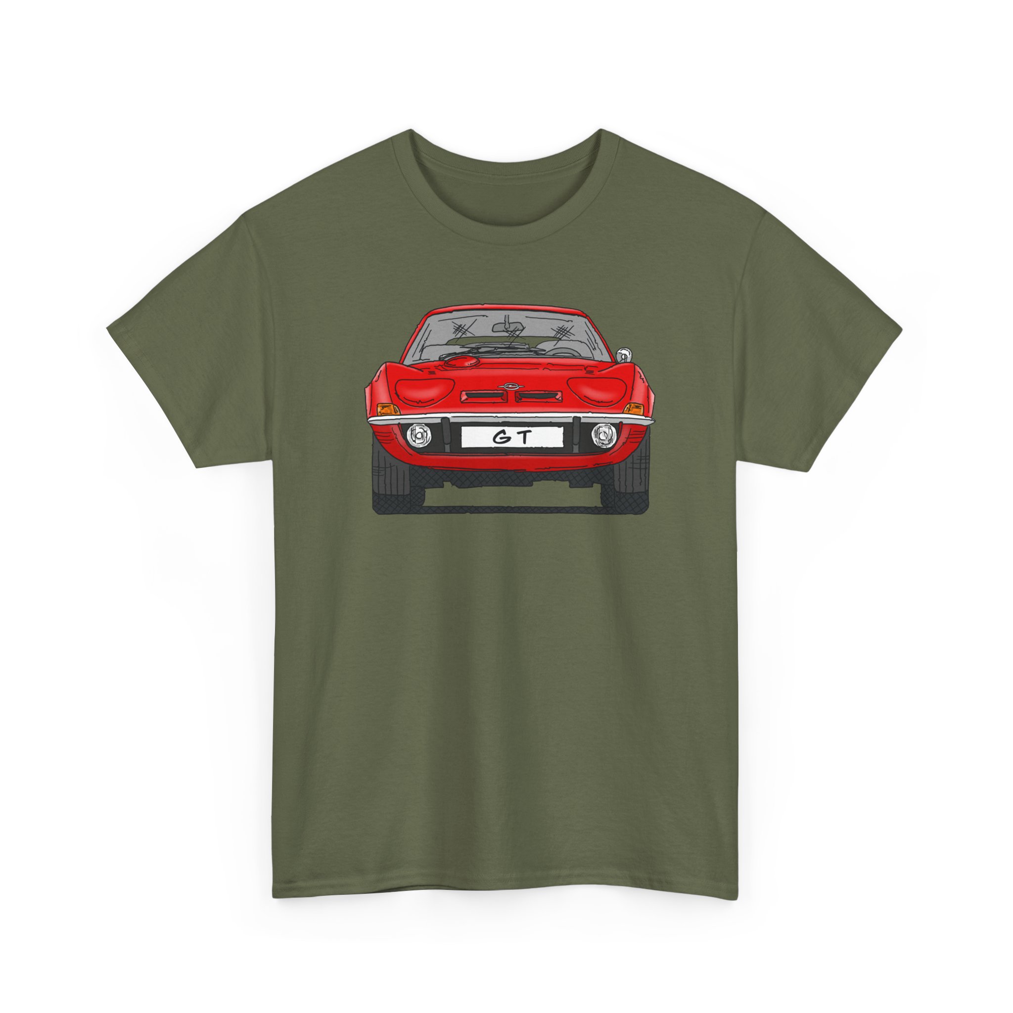 T-Shirt, Opel GT, Strichzeichnung, Rot, mit Kennzeichen personalisierbar – Bild 63