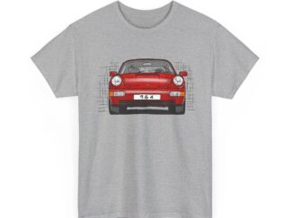 T-Shirt, Porsche 911, 964 Coupé, Strichzeichnung, Rot, personalisierbar