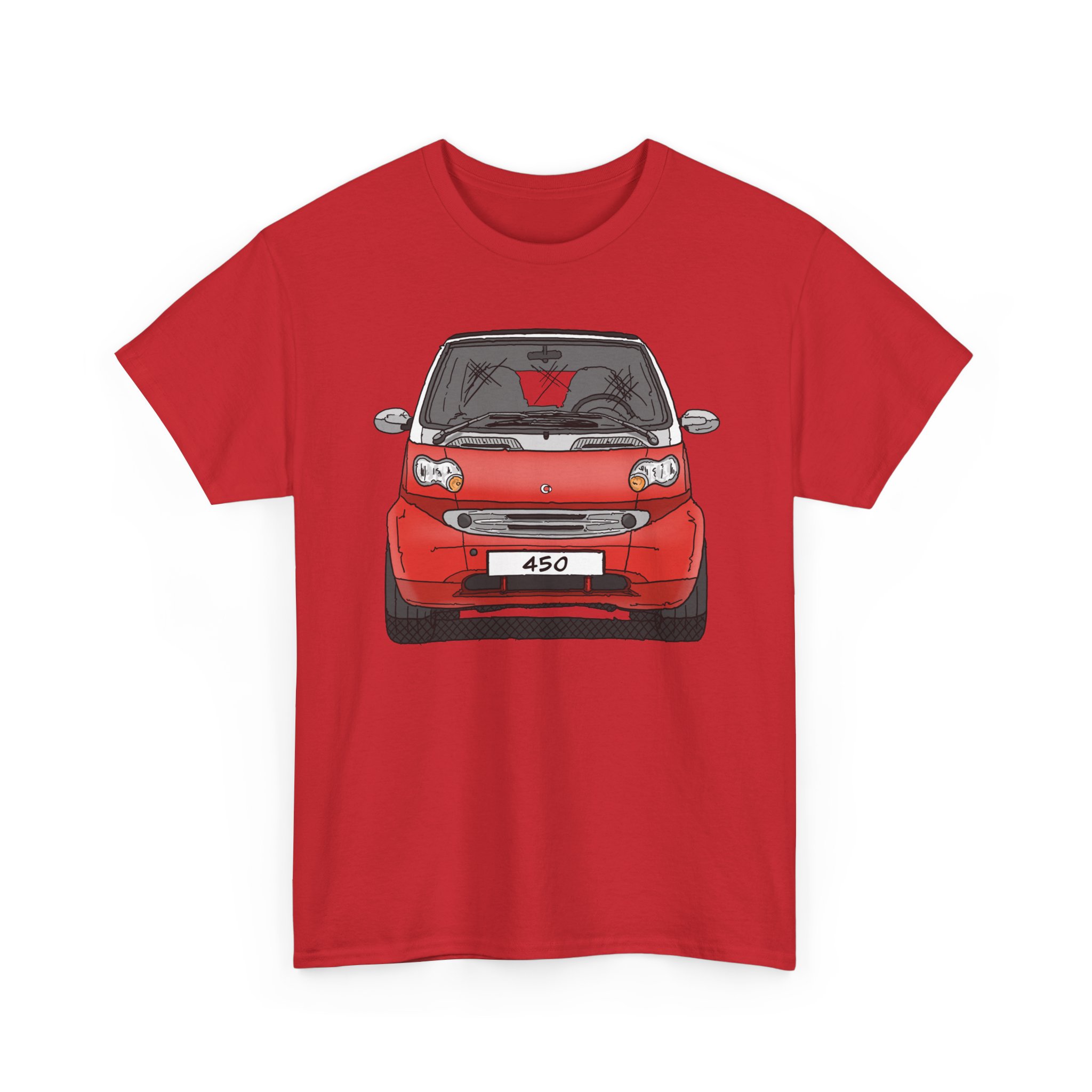 T-Shirt, Smart 450 FL, Strichzeichnung, Rot, eigenes Kennzeichen möglich – Bild 12