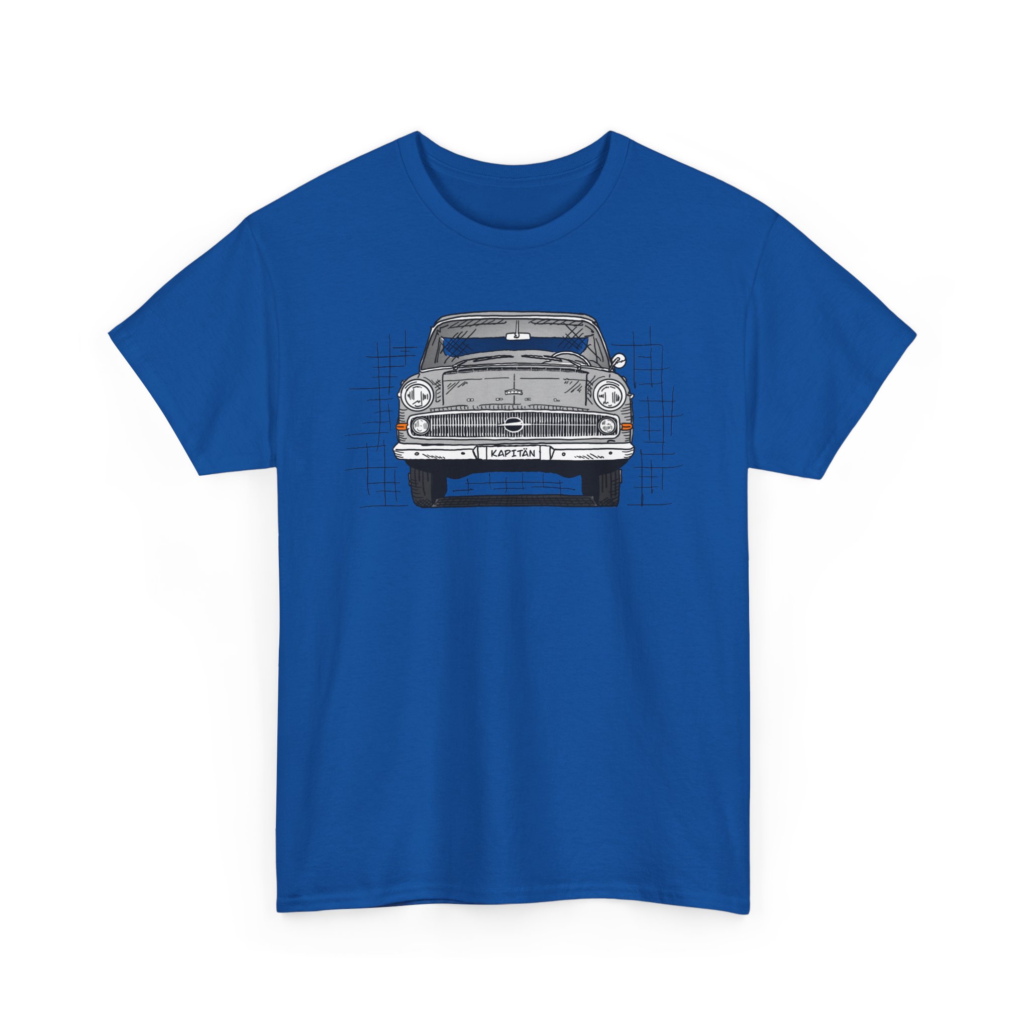 T-Shirt, Opel Kapitän P1, Strichzeichnung, Grau, personalisierbar – Bild 9
