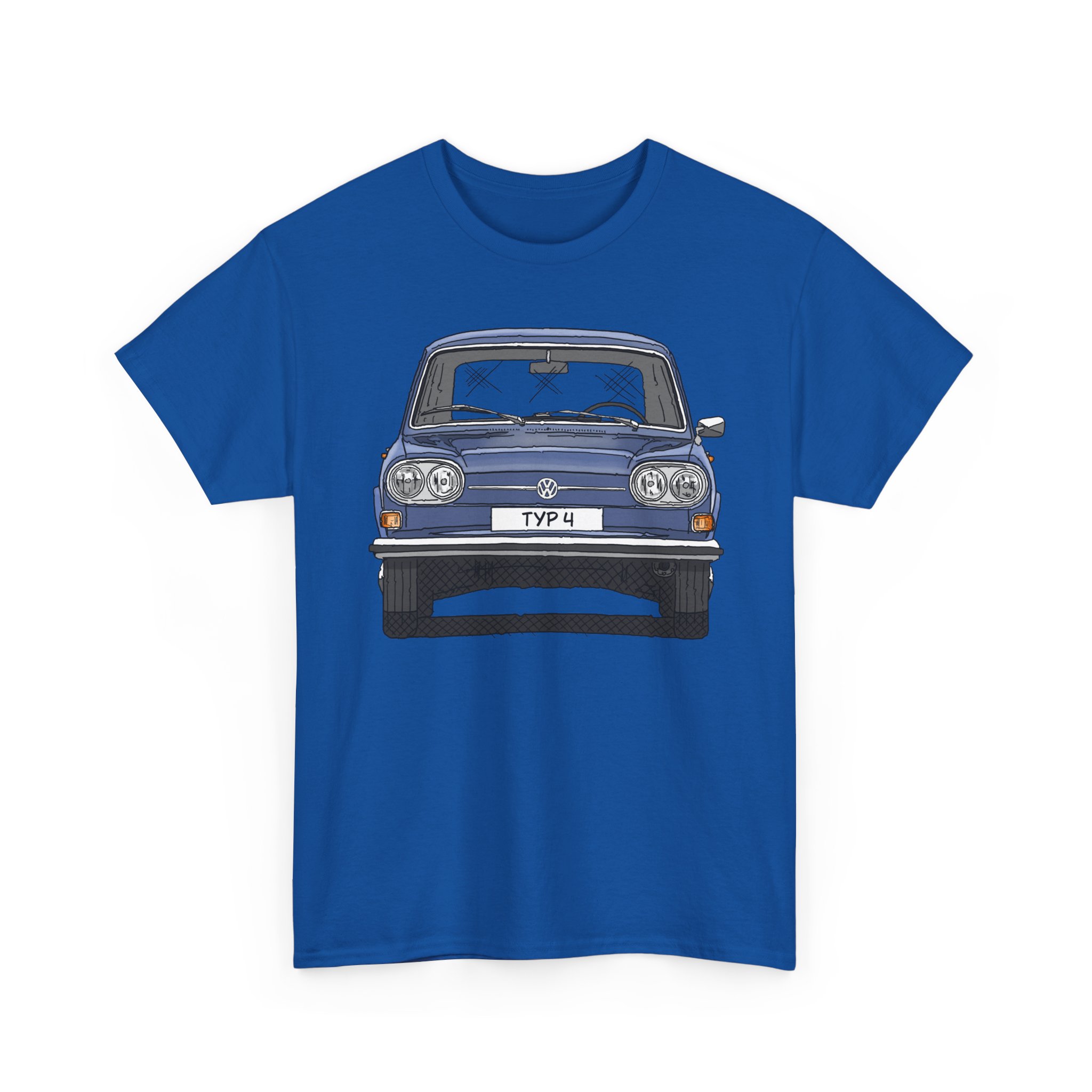 T-Shirt, VW Typ 4, 411, Strichzeichnung, Gemini-Blau, eigenes Kennzeichen möglich – Bild 8