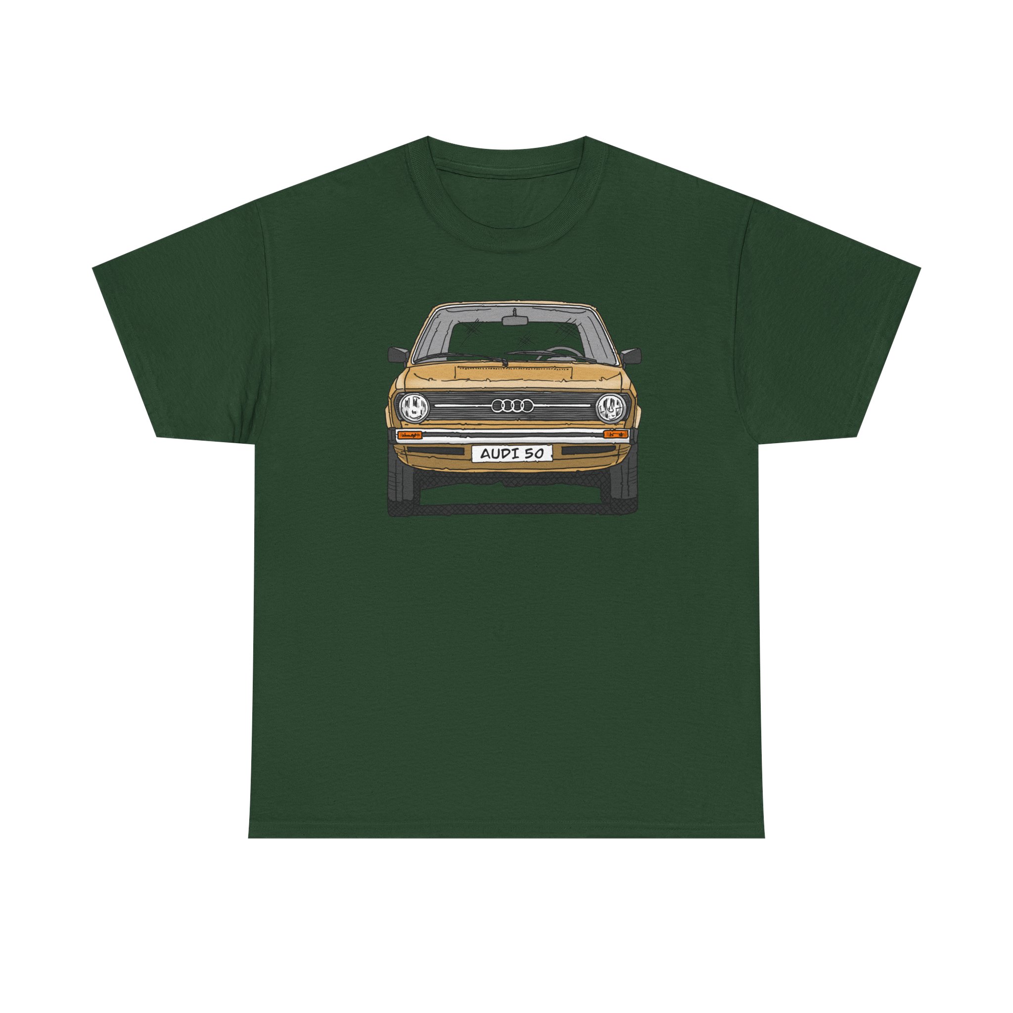 T-Shirt, Audi 50, Strichzeichnung, Hellas, 2 Außenspiegel, mit Kennzeichen personalisierbar – Bild 37
