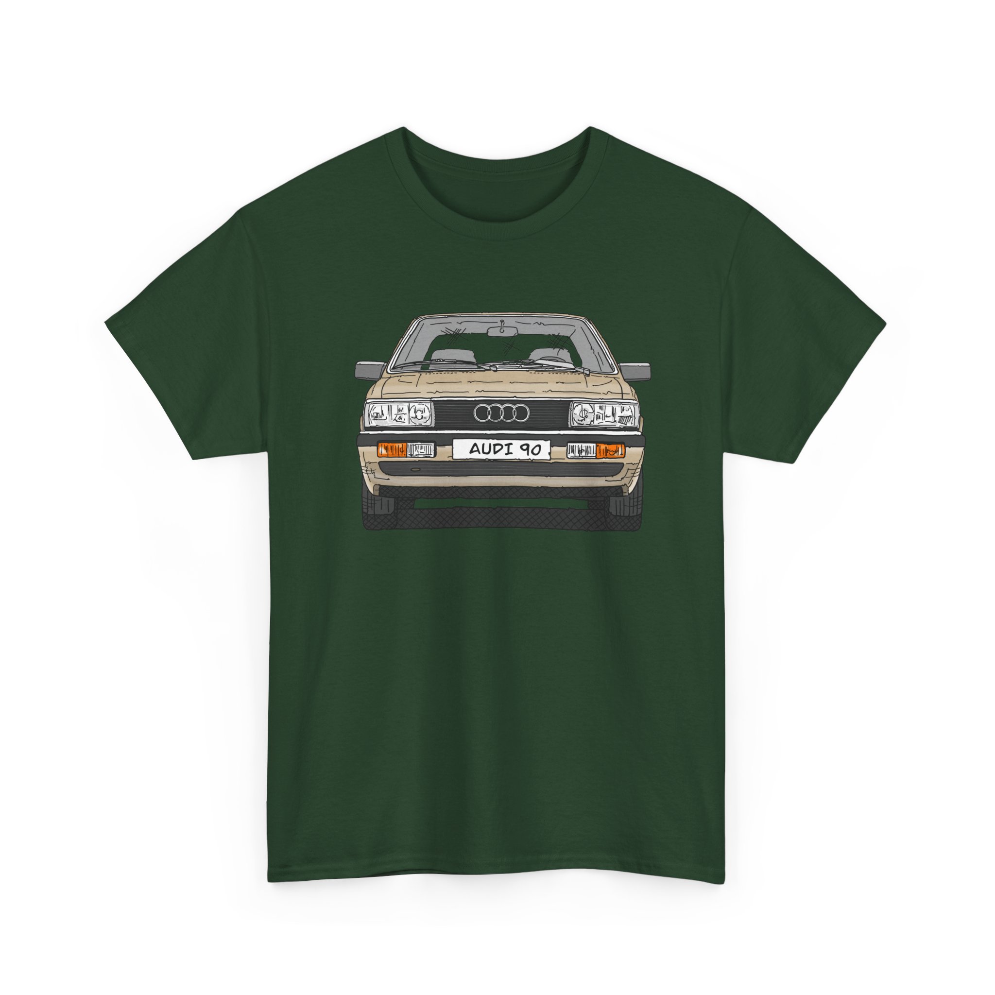 T-Shirt, Audi 90 B2, Strichzeichnung, Kalaharibeige, mit Kennzeichen personalisierbar – Bild 59
