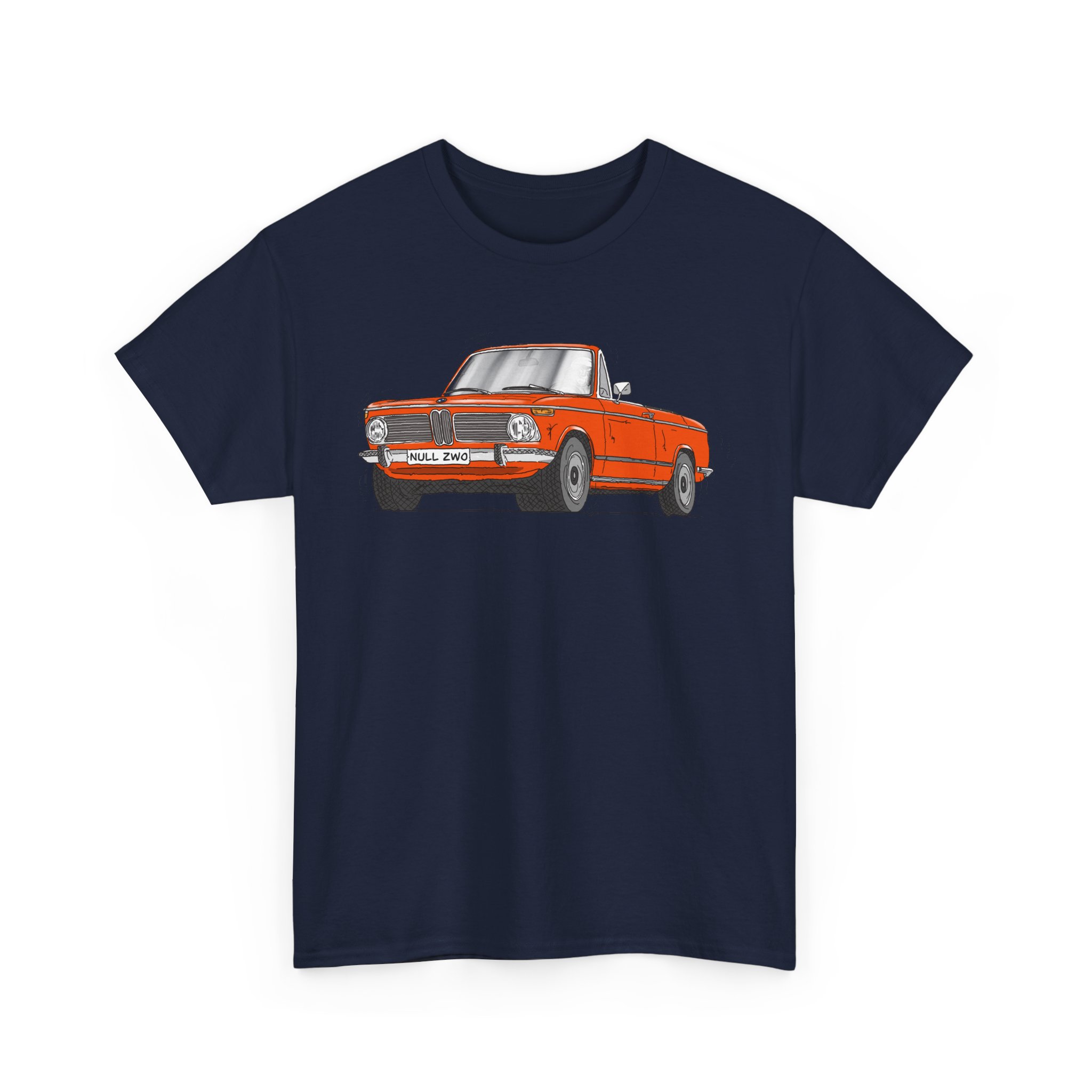 T-Shirt, BMW 02 Baur Cabrio, Strichzeichnung, Orange, eigenes Kennzeichen möglich – Bild 11