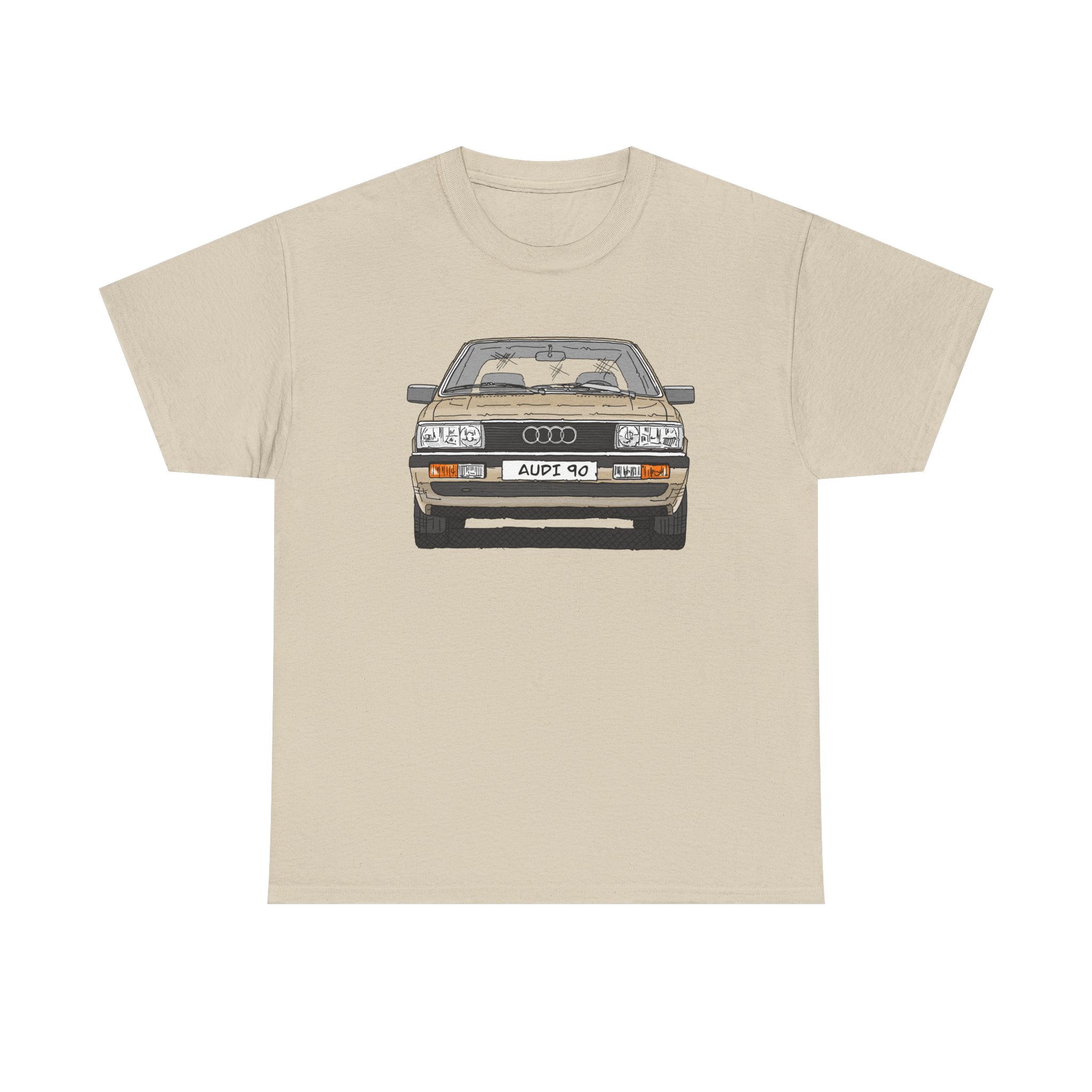 T-Shirt, Audi 90 B2, Strichzeichnung, Kalaharibeige, mit Kennzeichen personalisierbar – Bild 45