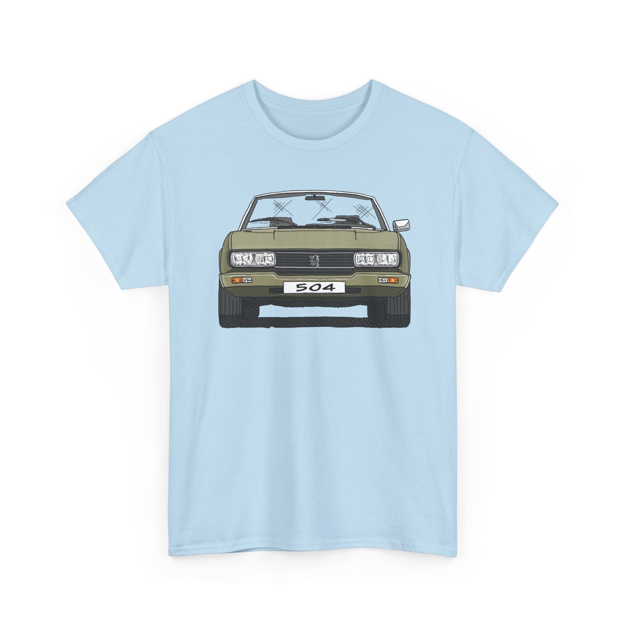 T-Shirt, Peugeot 504 Cabrio, Strichzeichnung, Grün, eigenes Kennzeichen möglich – Bild 6