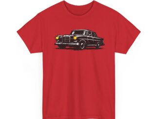 T-Shirt, Mercedes Heckflosse W110, Kritzel-Kratzel-Auto, großer feiner Druck