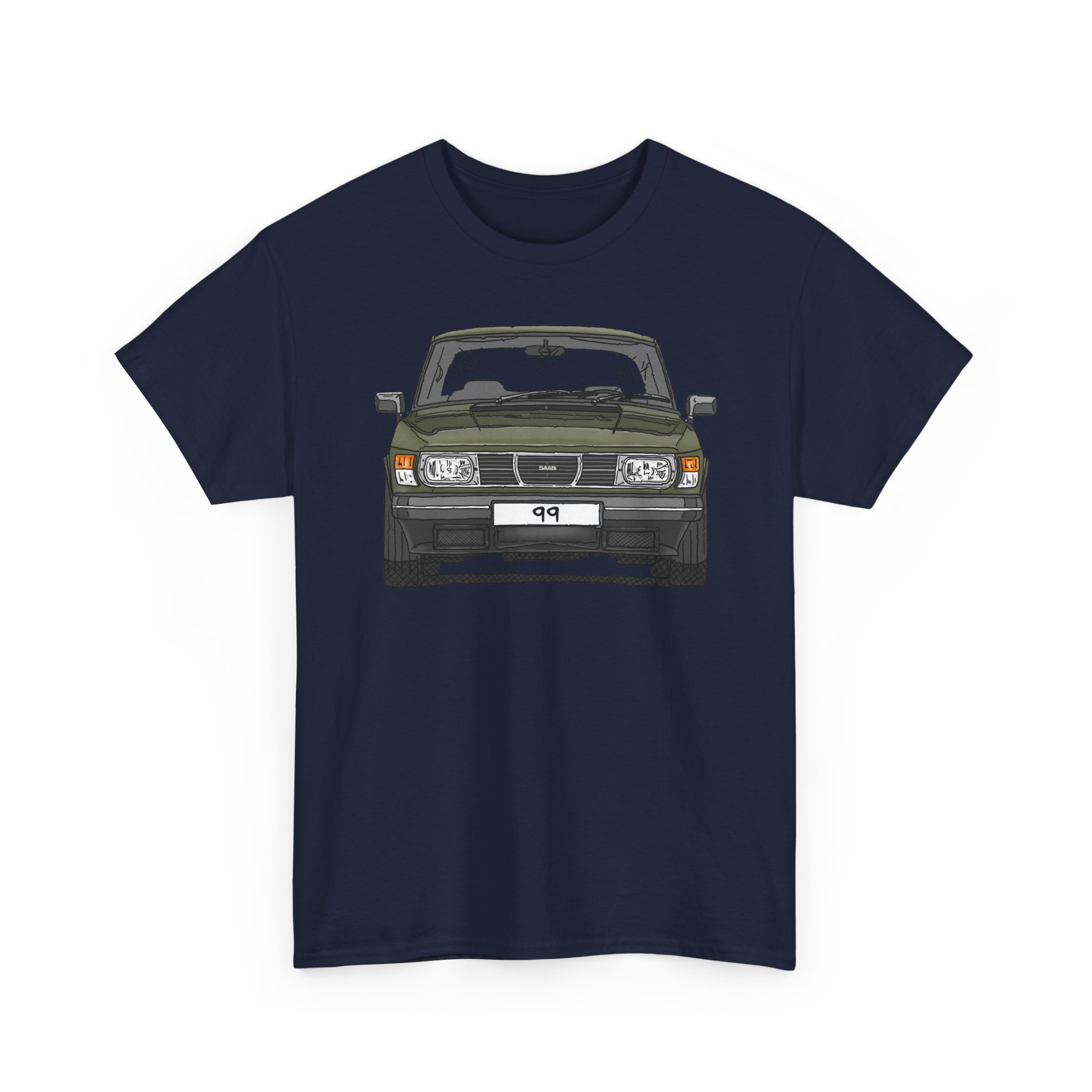 T-Shirt, Saab 99, Strichzeichnung, Grün, eigenes Kennzeichen möglich – Bild 9