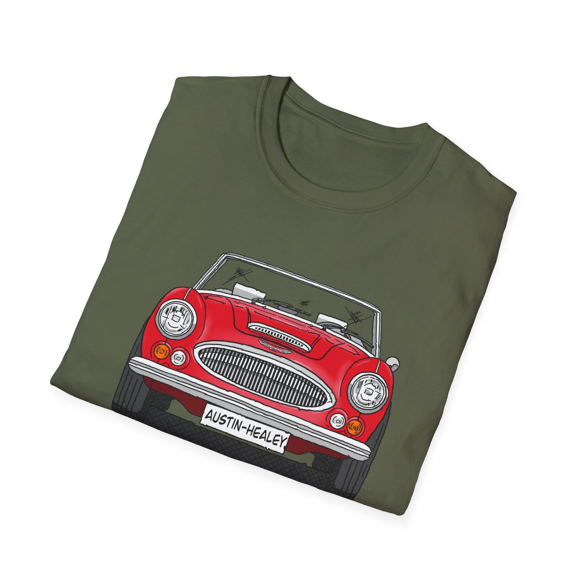T-Shirt, Austin-Healey 3000, Strichzeichnung, Rot, personalisierbar – Bild 16