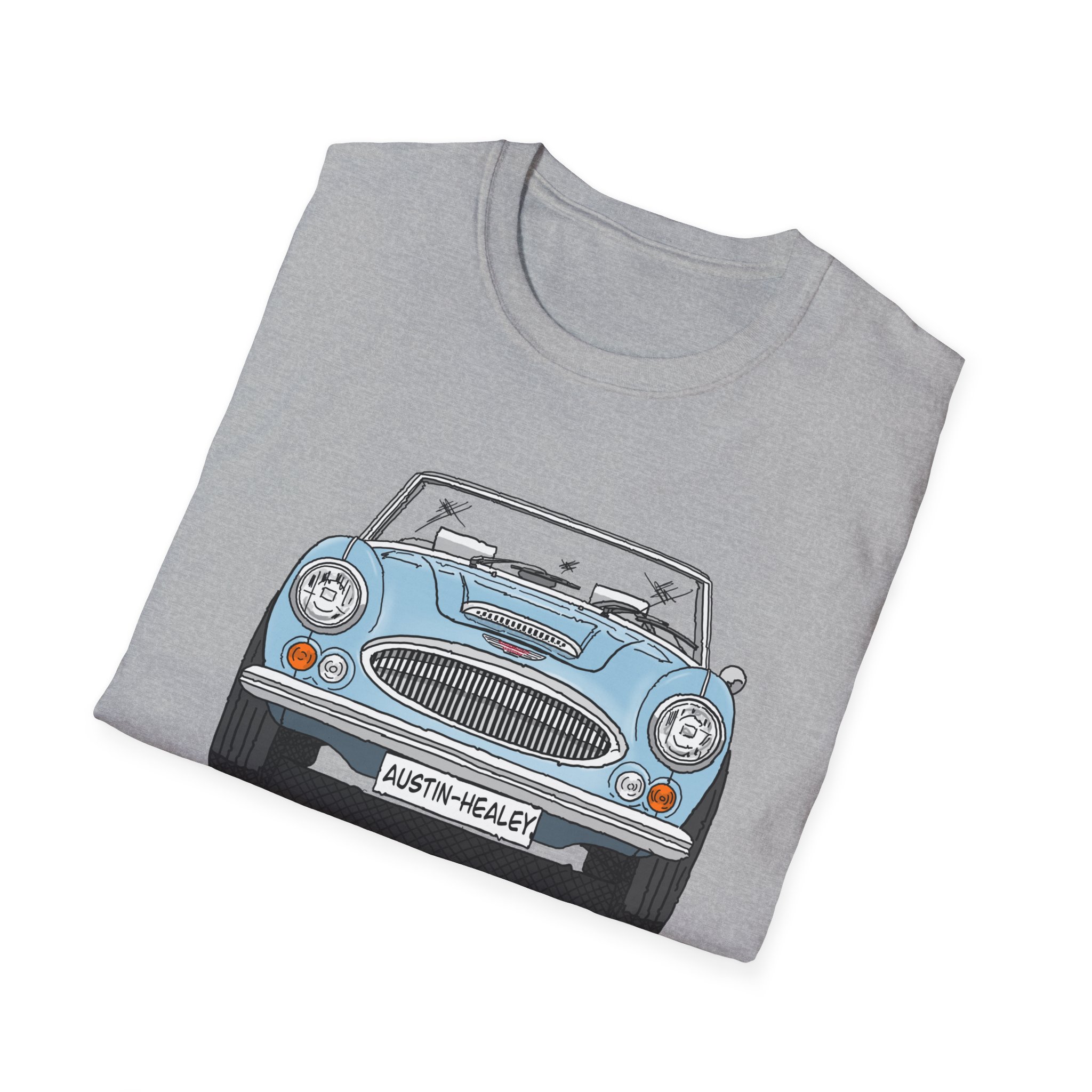 T-Shirt, Austin-Healey 3000, Strichzeichnung, Eisblau, personalisierbar – Bild 12