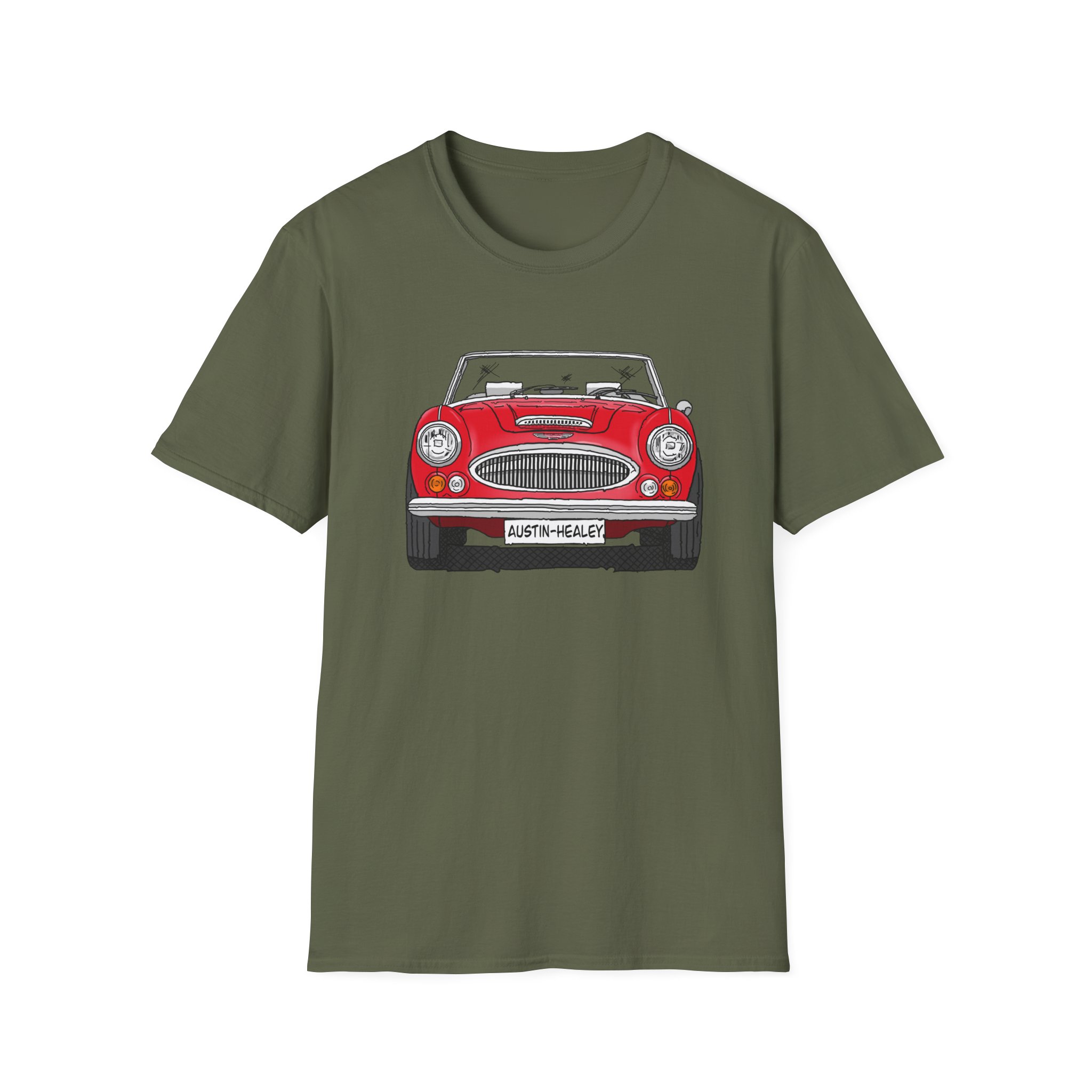 T-Shirt, Austin-Healey 3000, Strichzeichnung, Rot, personalisierbar – Bild 13