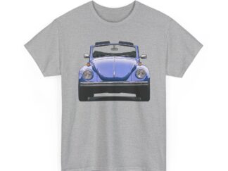 T-Shirt, VW Käfer Cabrio, 1302, Strichzeichnung, Blau, mit Kennzeichen personalisierbar