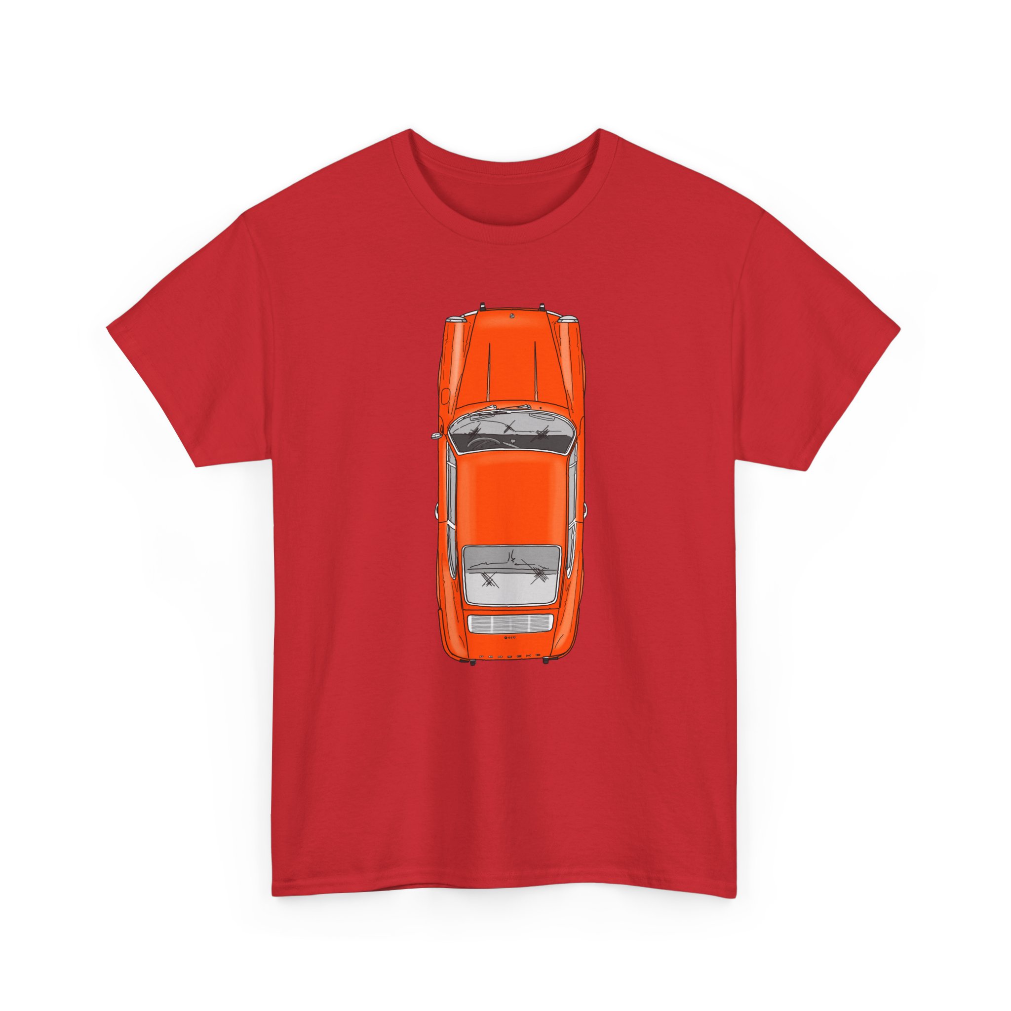 T-Shirt, Porsche 911 Coupé, F-Modell, Ur-Elfer, Top View, Orange – Bild 43