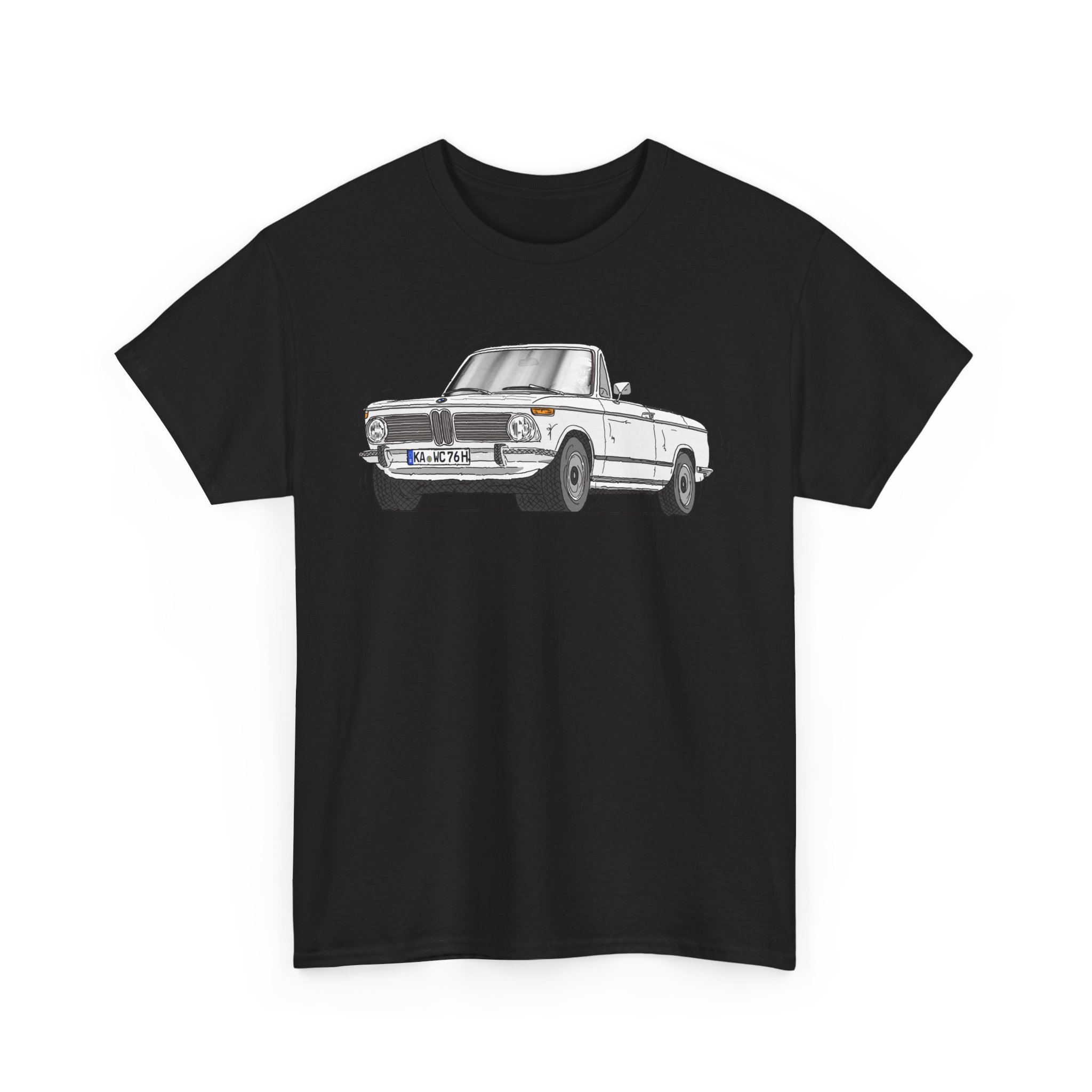 T-Shirt, BMW 02 Baur Cabrio, Strichzeichnung, Weiß, KA WC 76H – Bild 10