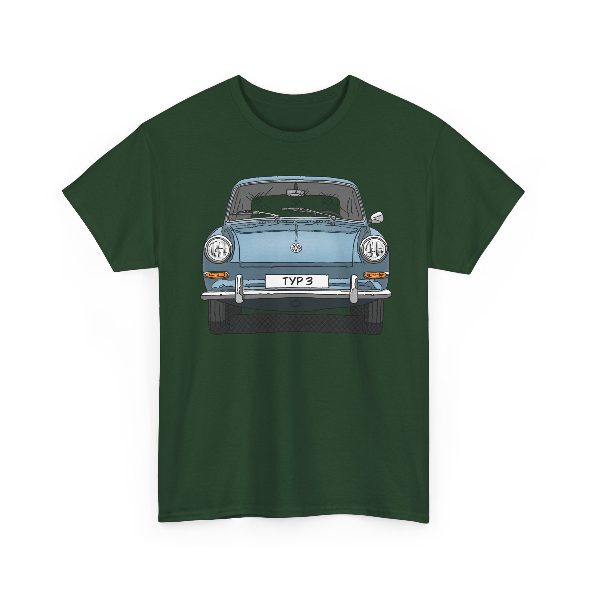 T-Shirt, VW Typ 3, 1500, 1600, Strichzeichnung, Hellblau, eigenes Kennzeichen möglich – Bild 6