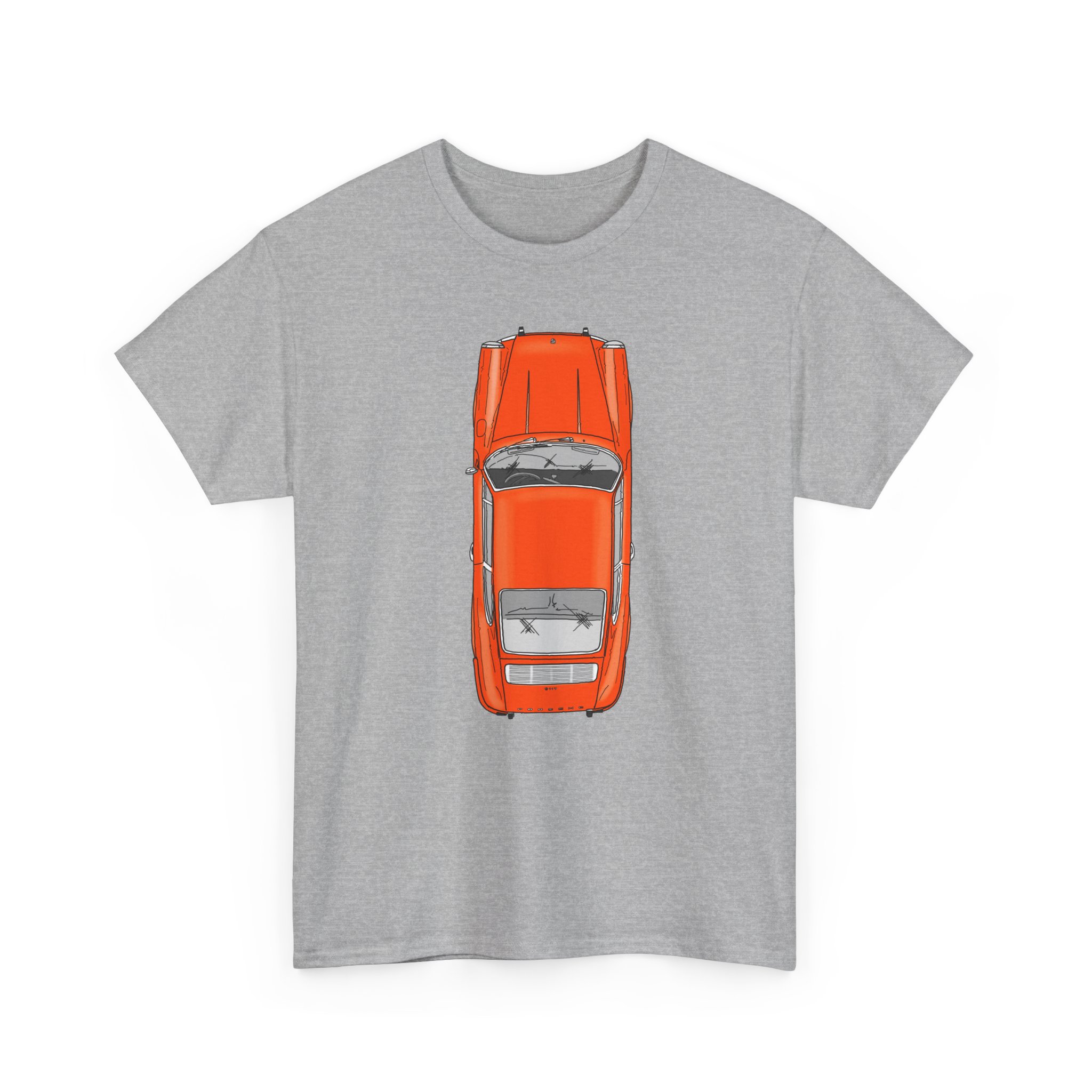 T-Shirt, Porsche 911 Coupé, F-Modell, Ur-Elfer, Top View, Orange