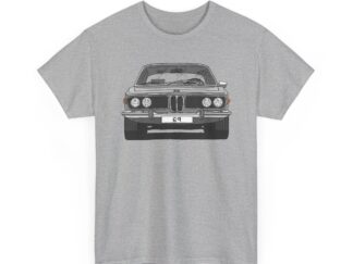 T-Shirt, BMW E9, Strichzeichnung, Silber, eigenes Kennzeichen möglich