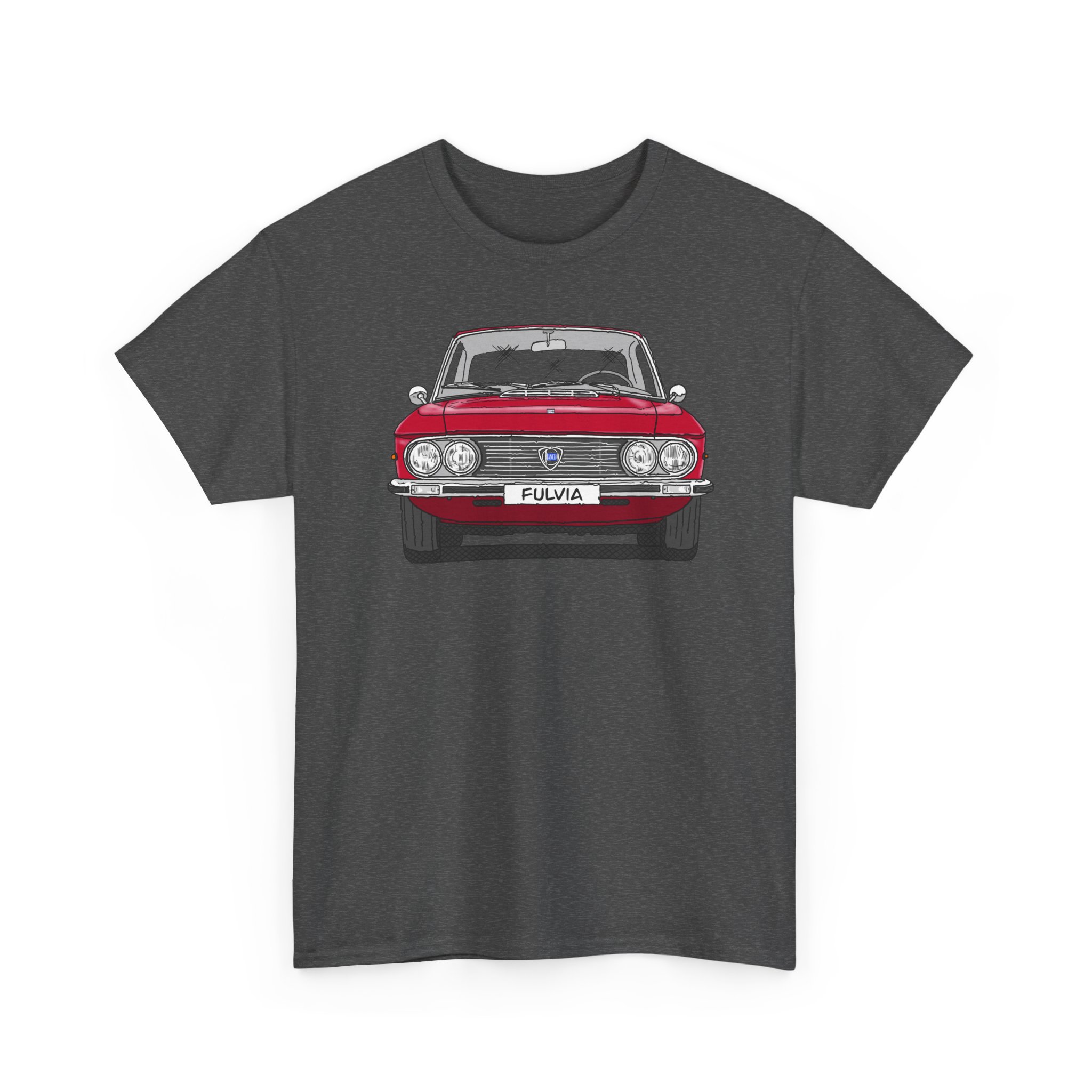 T-Shirt, Lancia Fulvia Coupe, Strichzeichnung, Rot, eigenes Kennzeichen möglich – Bild 6