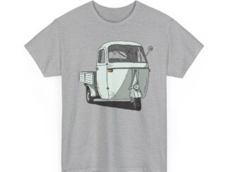 T-Shirt, Piaggio Ape, Strichzeichnung, Grau, mit Kennzeichen personalisierbar