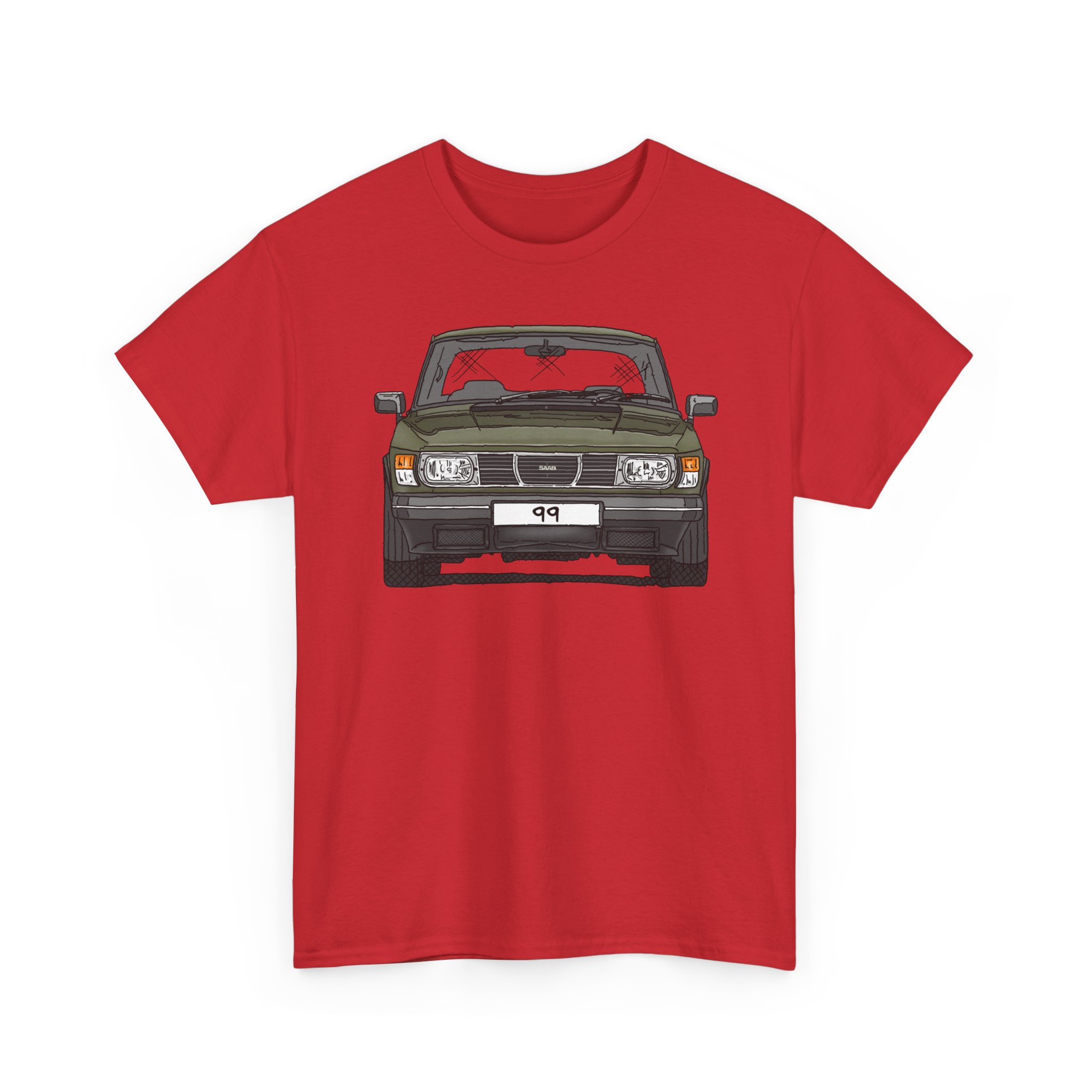 T-Shirt, Saab 99, Strichzeichnung, Grün, eigenes Kennzeichen möglich – Bild 10