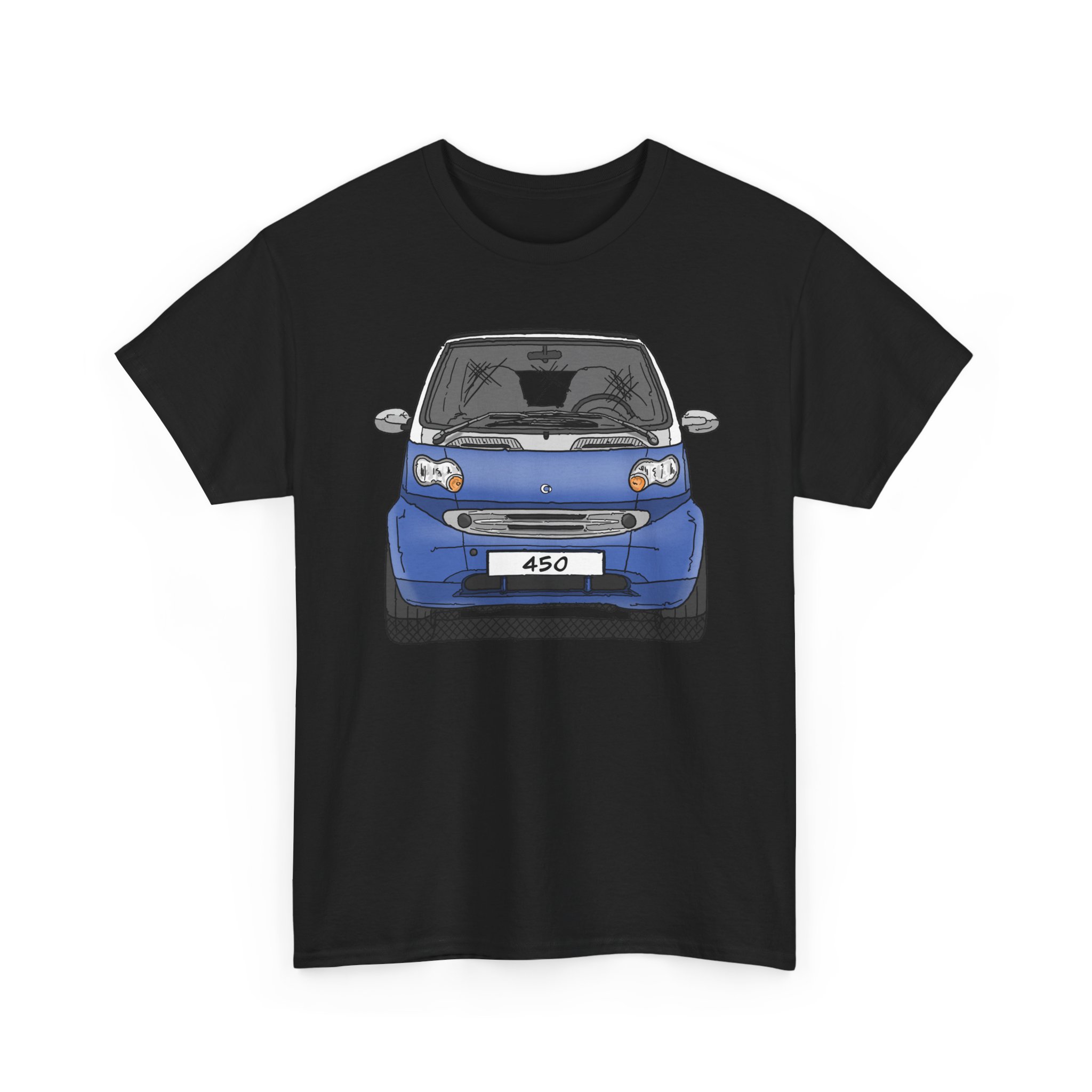 T-Shirt, Smart 450 FL, Strichzeichnung, Blau, eigenes Kennzeichen möglich – Bild 5