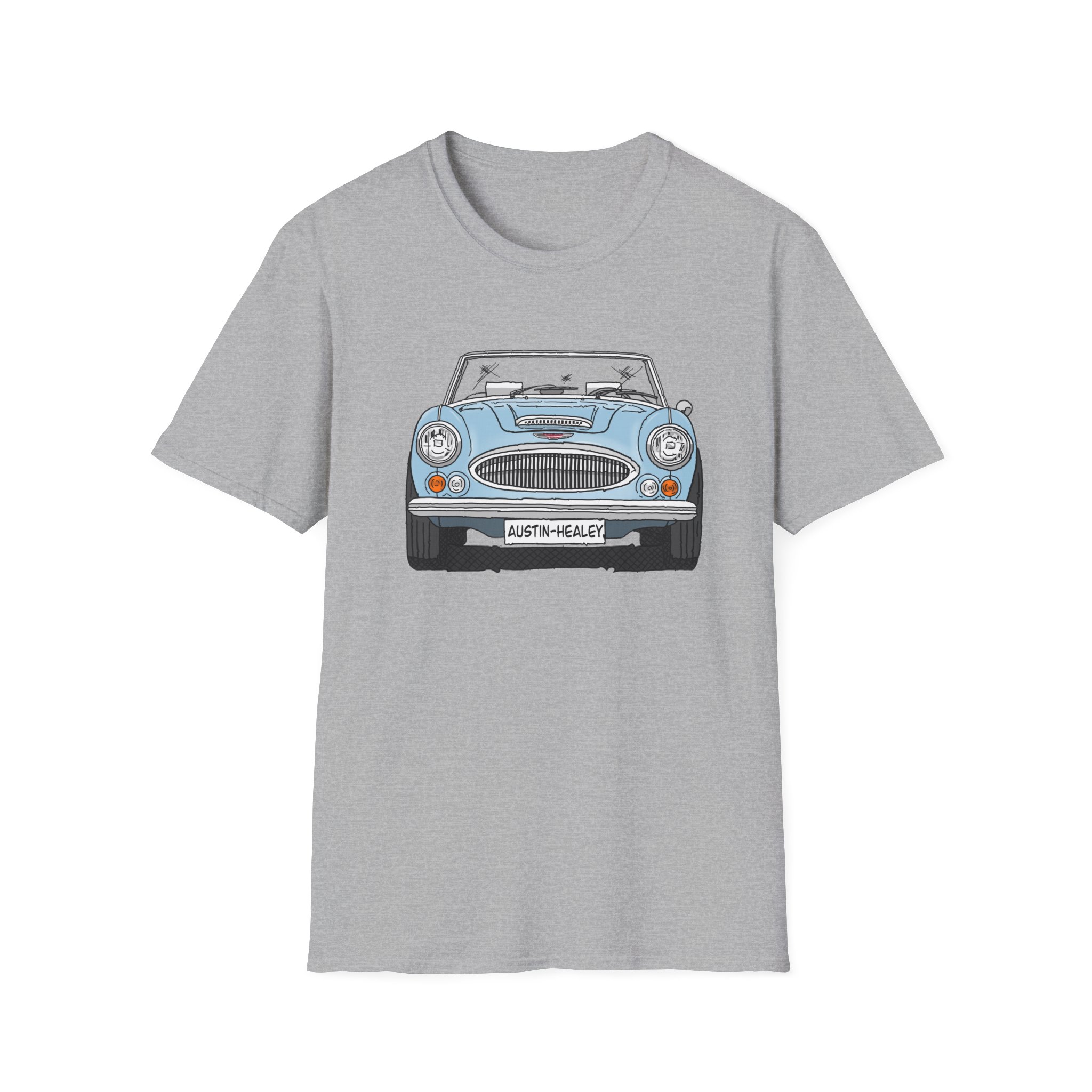 T-Shirt, Austin-Healey 3000, Strichzeichnung, Eisblau, personalisierbar – Bild 9