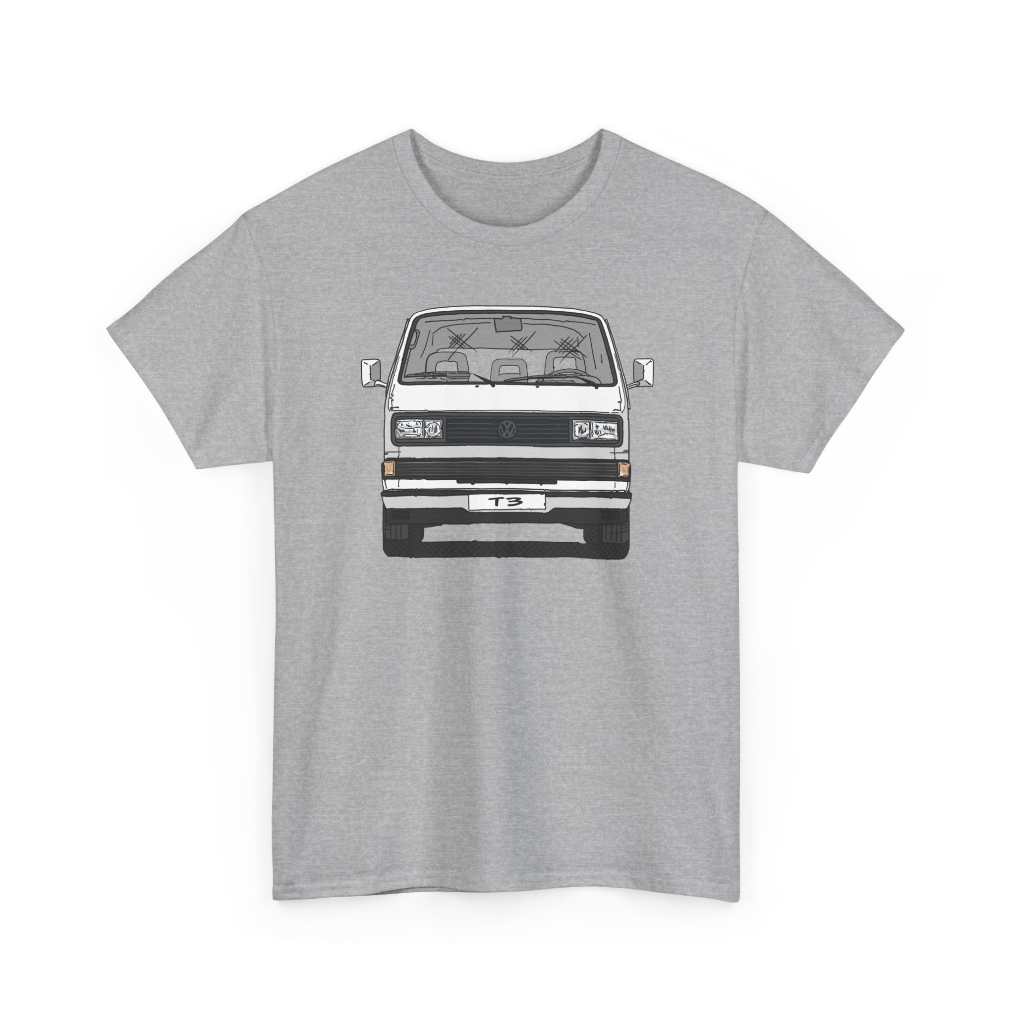 T-Shirt, VW T3, Bulli, VW Bus, Südafrika, Strichzeichnung, Weiß, mit Kennzeichen personalisierbar
