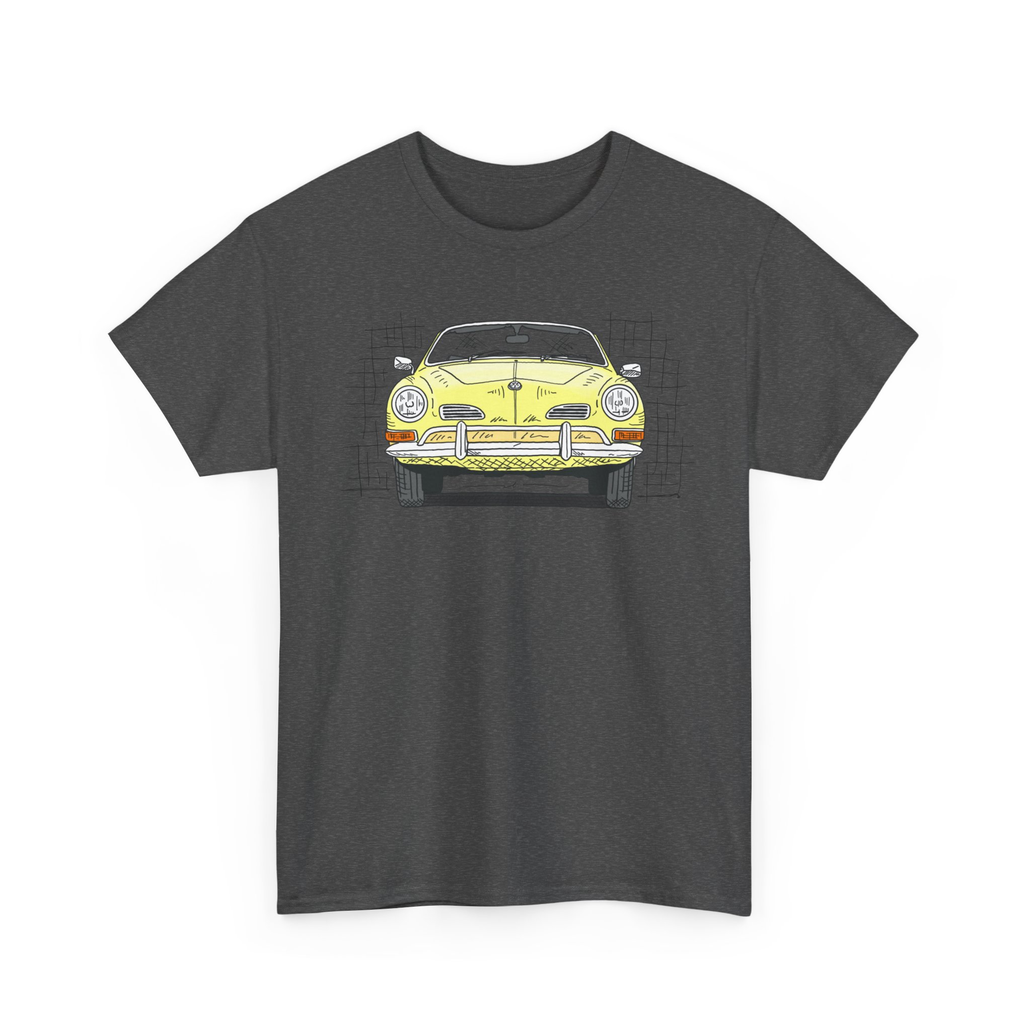 T-Shirt, Karmann Ghia Typ 14, Cabrio, Strichzeichnung, Gelb, personalisierbar – Bild 6