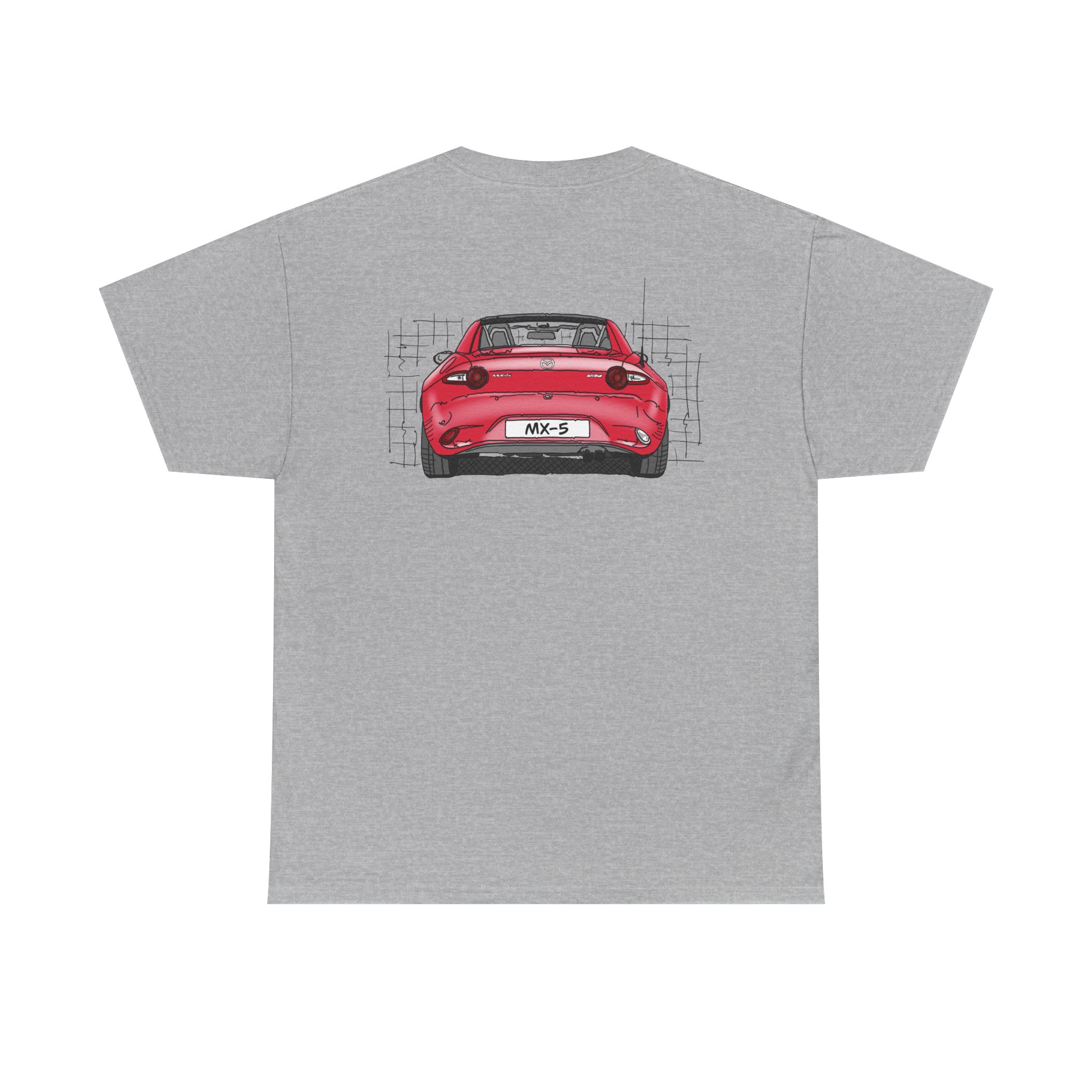 T-Shirt, Mazda MX-5 ND RF, Strichzeichnung, Rot, beidseitig – Bild 3