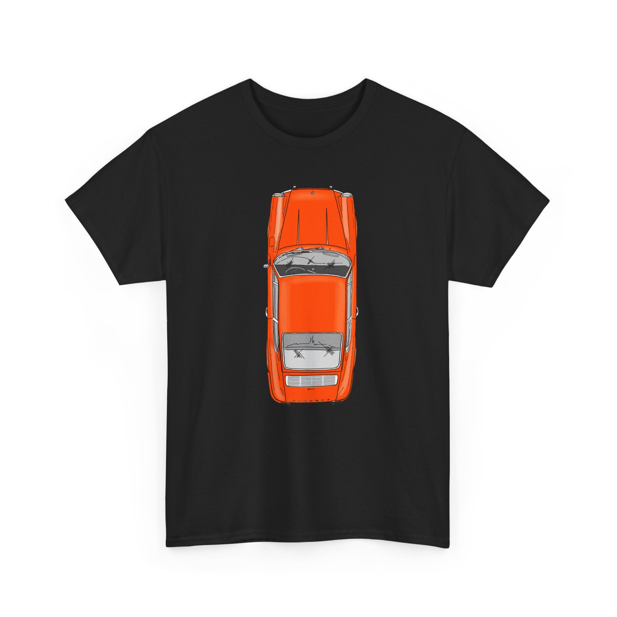 T-Shirt, Porsche 911 Coupé, F-Modell, Ur-Elfer, Top View, Orange – Bild 11