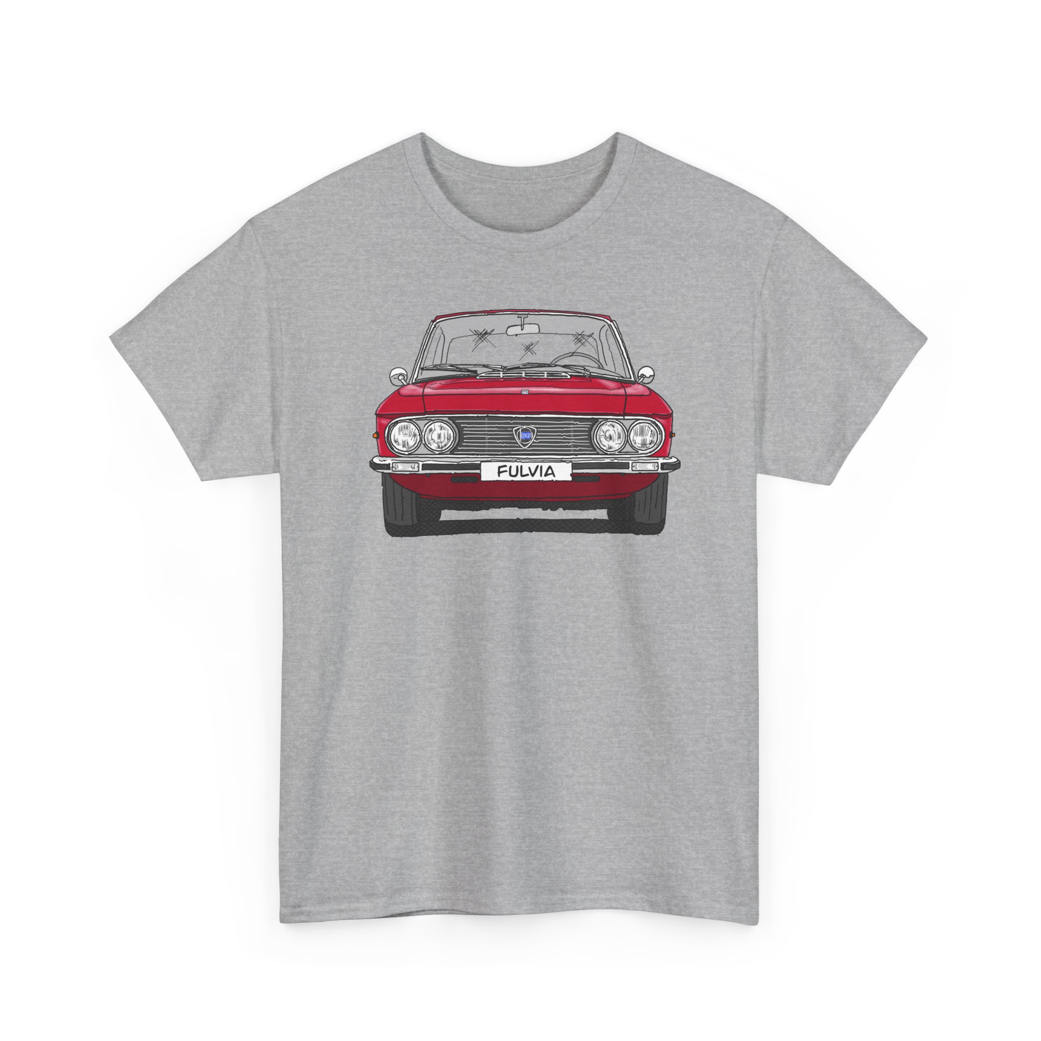 T-Shirt, Lancia Fulvia Coupe, Strichzeichnung, Rot, eigenes Kennzeichen möglich