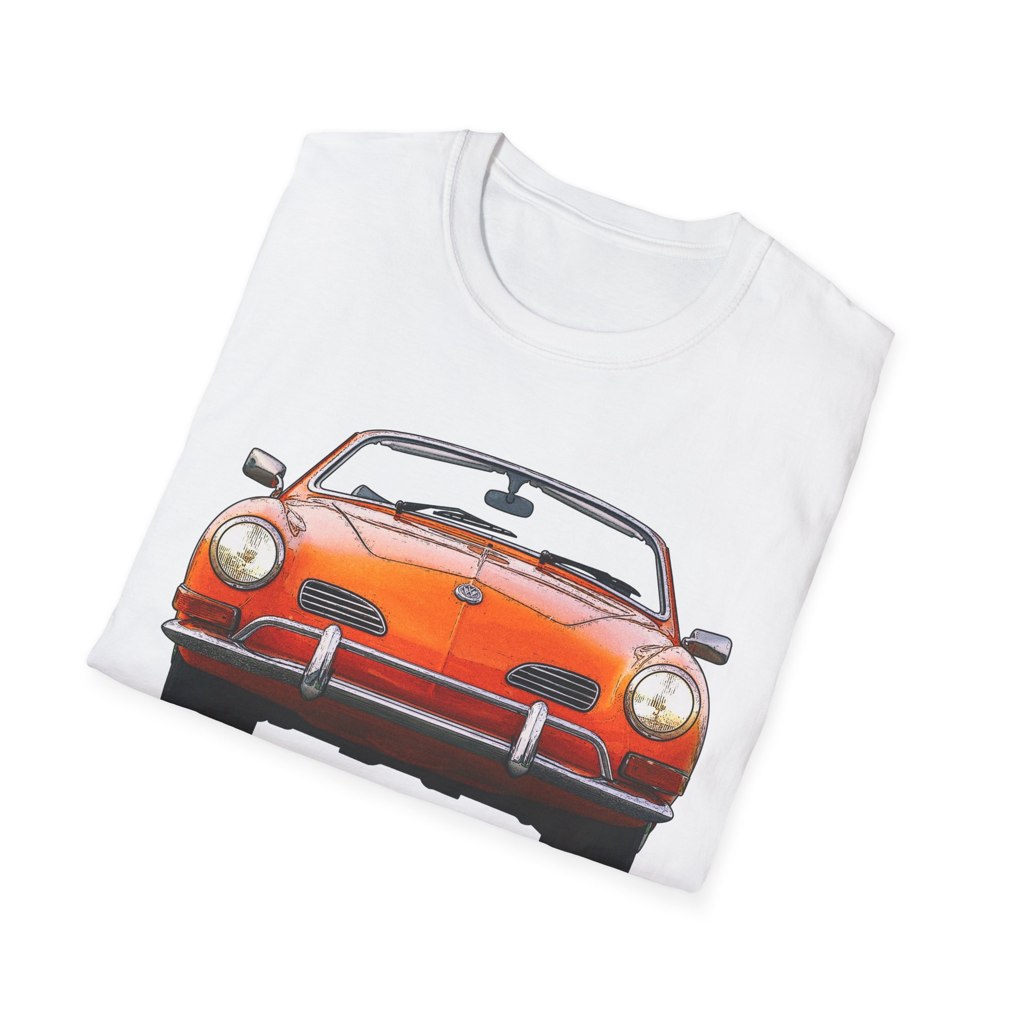 T-Shirt, Karmann-Ghia Typ14 Cabriolet, Orange, beidseitig bedruckt, mit Kennzeichen personalisierbar – Bild 4