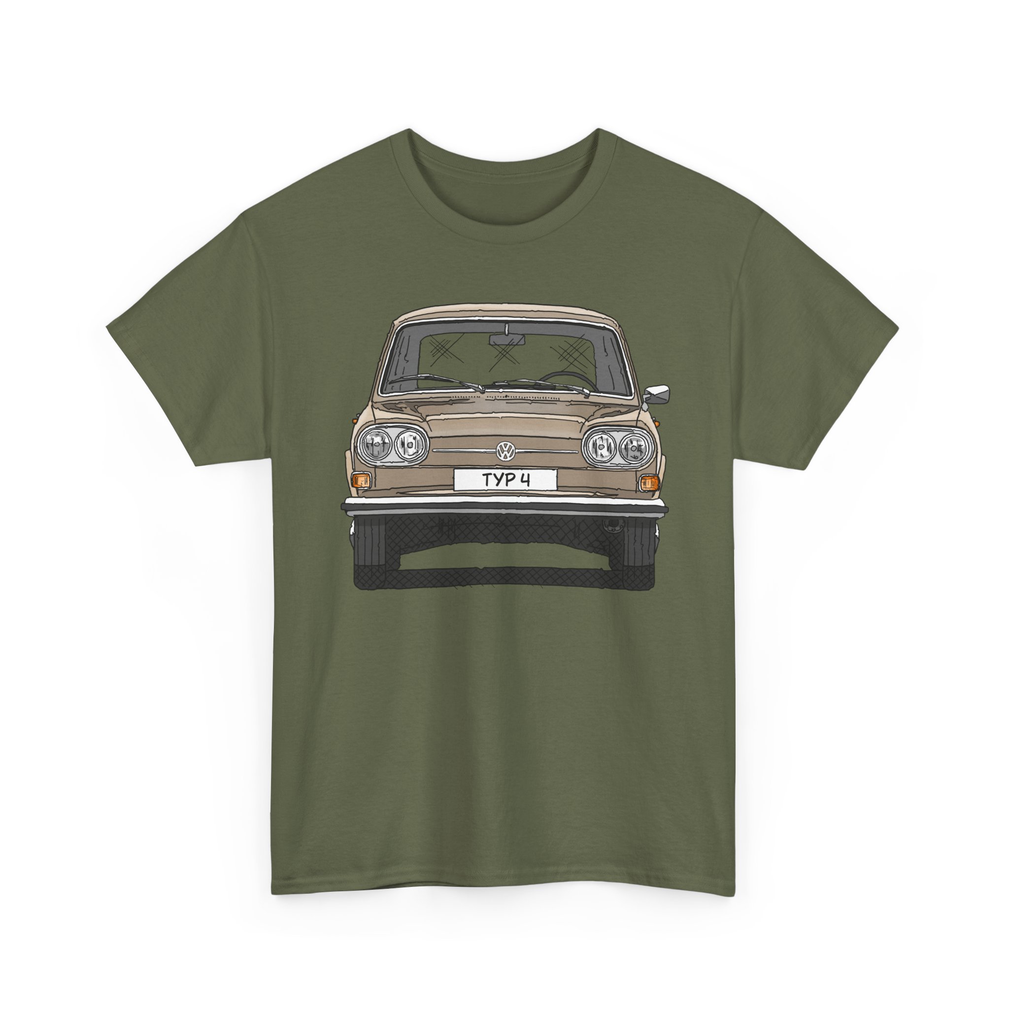 T-Shirt, VW Typ 4, 411, Strichzeichnung, Kansasbeige, eigenes Kennzeichen möglich – Bild 2