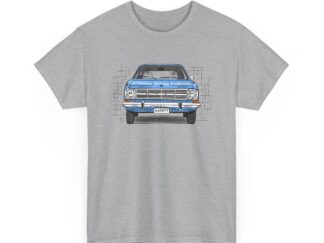 T-Shirt, Opel Kadett B, Strichzeichnung, Blau, personalisierbar
