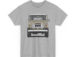 T-Shirt, Toyota Land Cruiser, Strichzeichnung, Sand, personalisierbar mit Kennzeichen