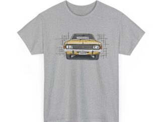 T-Shirt, Opel Commodore, Strichzeichnung, Gelb, personalisierbar