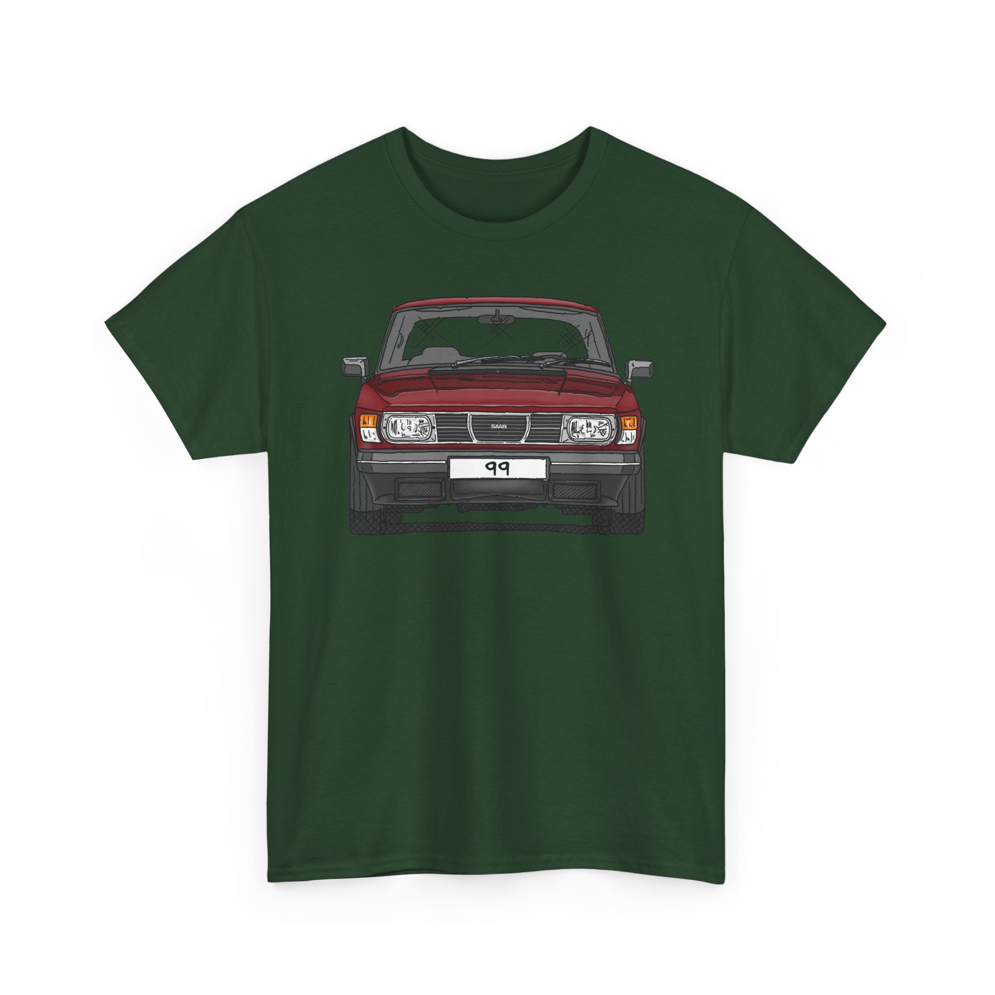T-Shirt, Saab 99, Strichzeichnung, Rot, eigenes Kennzeichen möglich – Bild 6