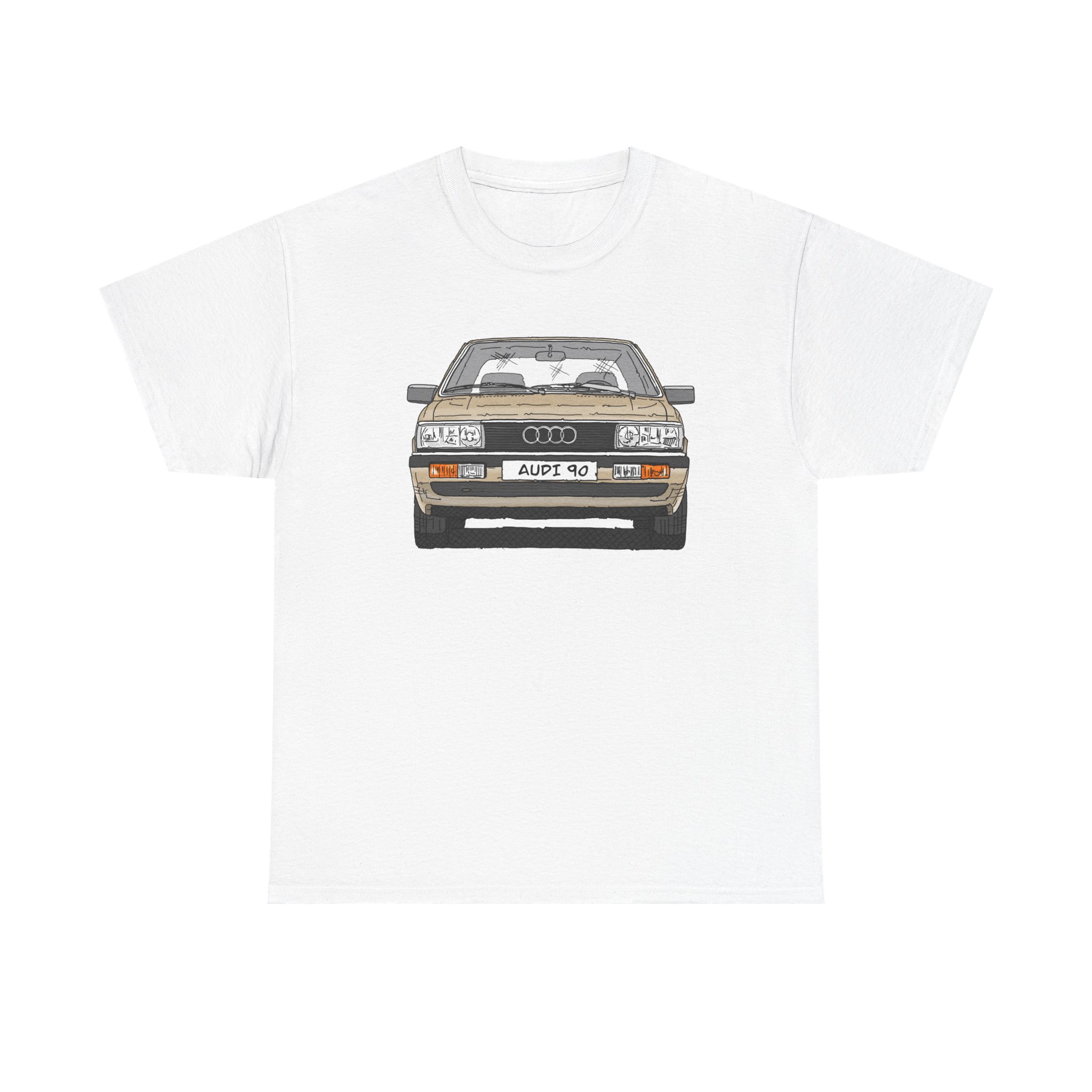 T-Shirt, Audi 90 B2, Strichzeichnung, Kalaharibeige, mit Kennzeichen personalisierbar – Bild 49