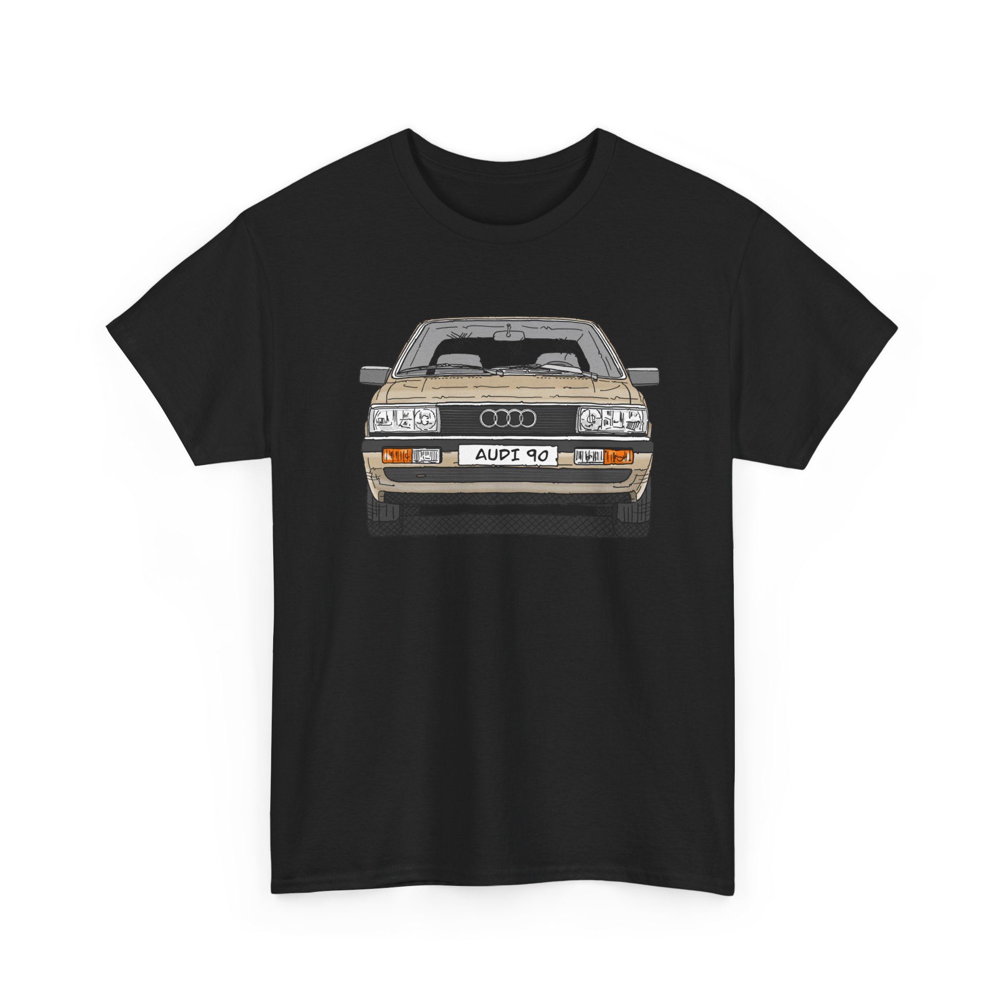 T-Shirt, Audi 90 B2, Strichzeichnung, Kalaharibeige, mit Kennzeichen personalisierbar – Bild 55