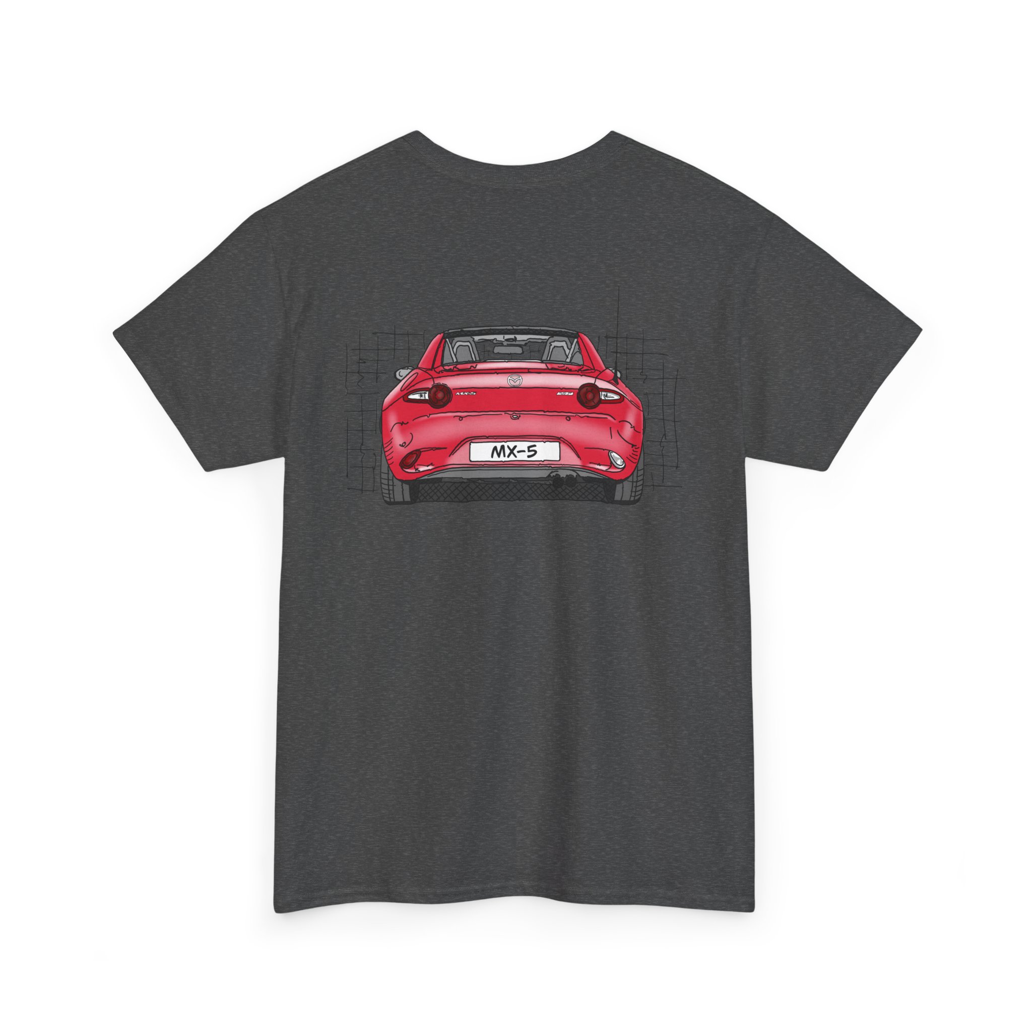 T-Shirt, Mazda MX-5 ND RF, Strichzeichnung, Rot, beidseitig – Bild 8