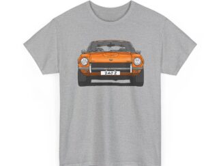 T-Shirt, Datsun 240Z, Strichzeichnung, Orange, eigenes Kennzeichen möglich